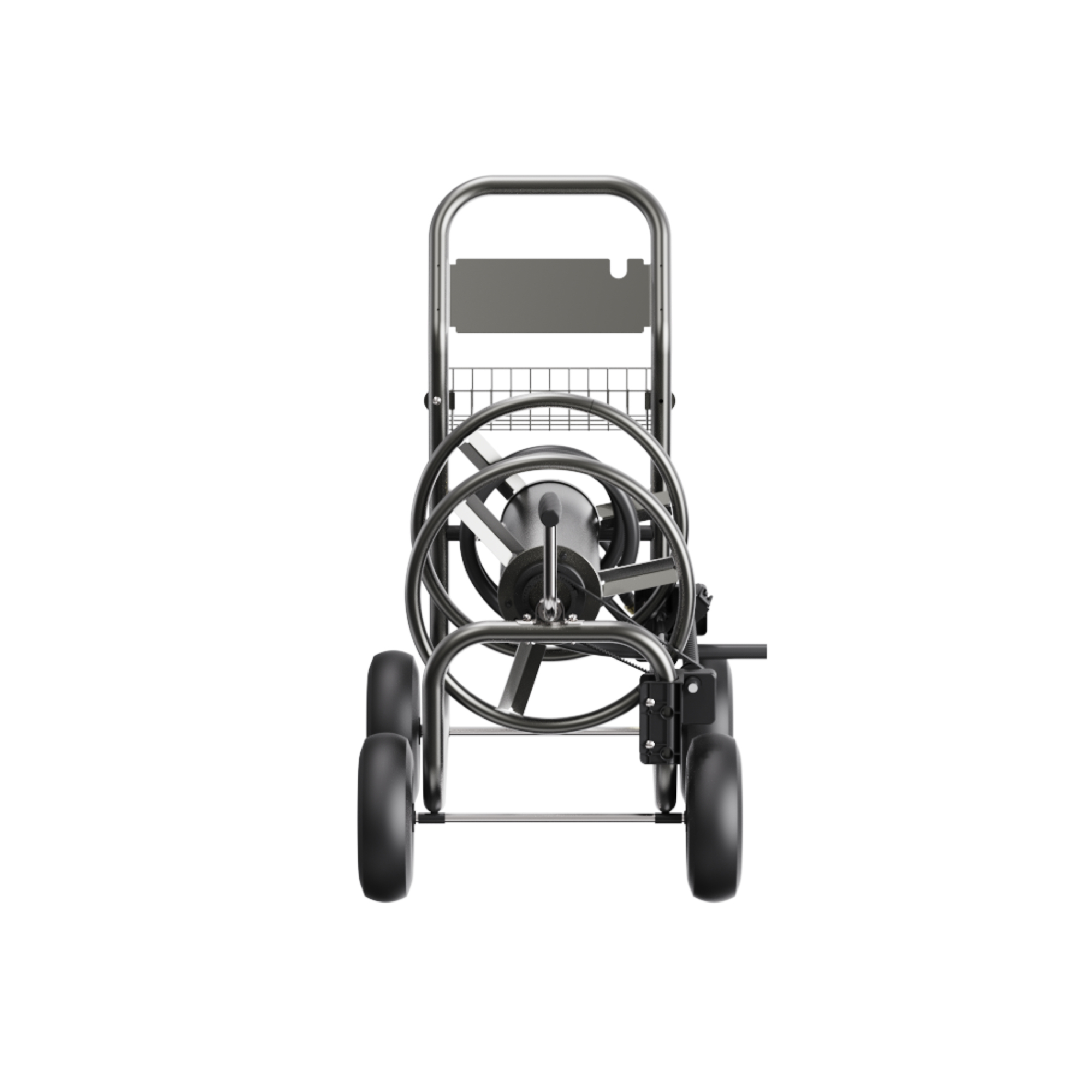 Giraffe Tools, Heavy Duty Hose Reel Cart with Wheels, 5/8in. 250ft., Hose  Length Capacity 250 ft, Color Silver, Model# HC03BUS