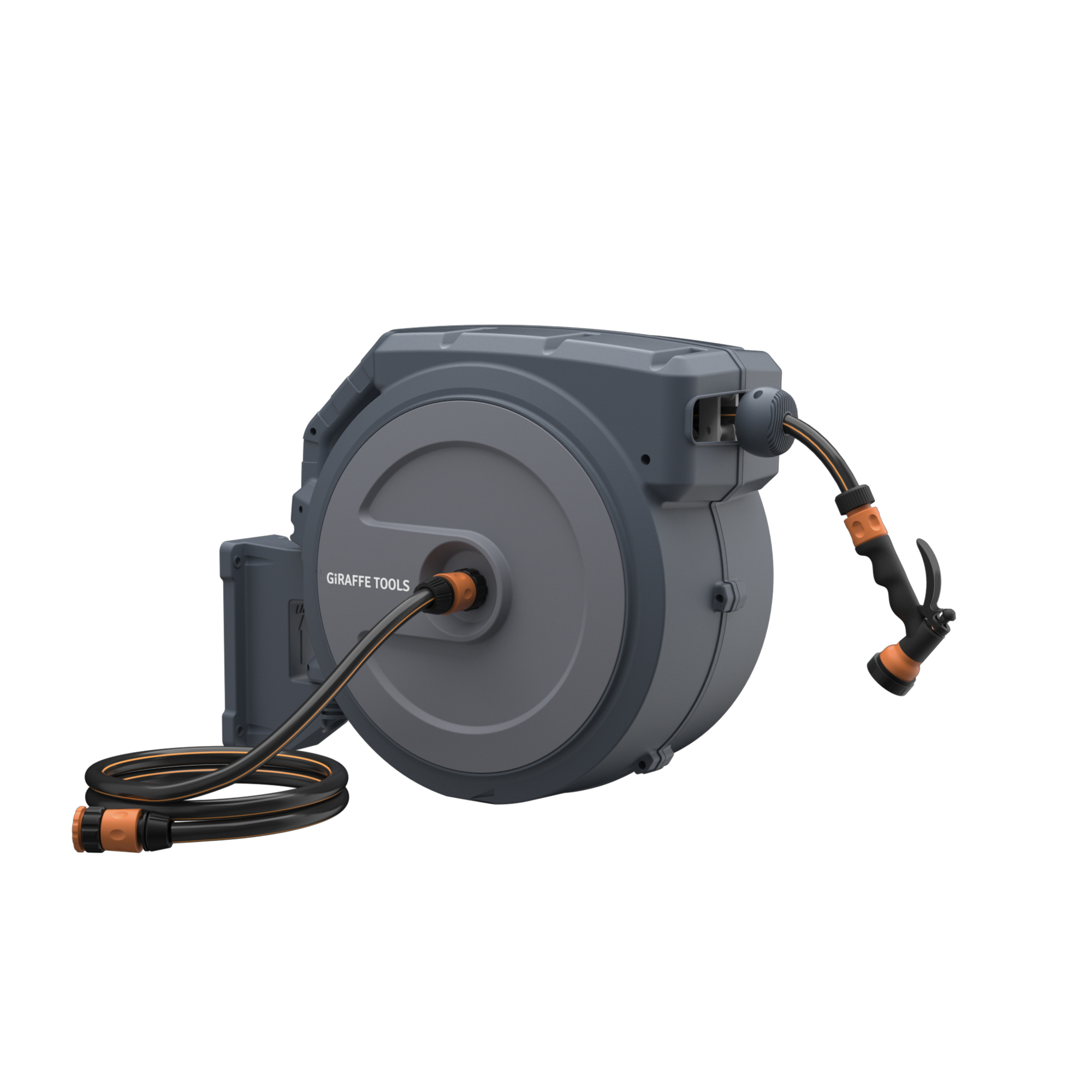 Giraffe Tools, Garden Hose Reel 1/2in. 130ft.,Wall Mounted,DKGY, Hose ...