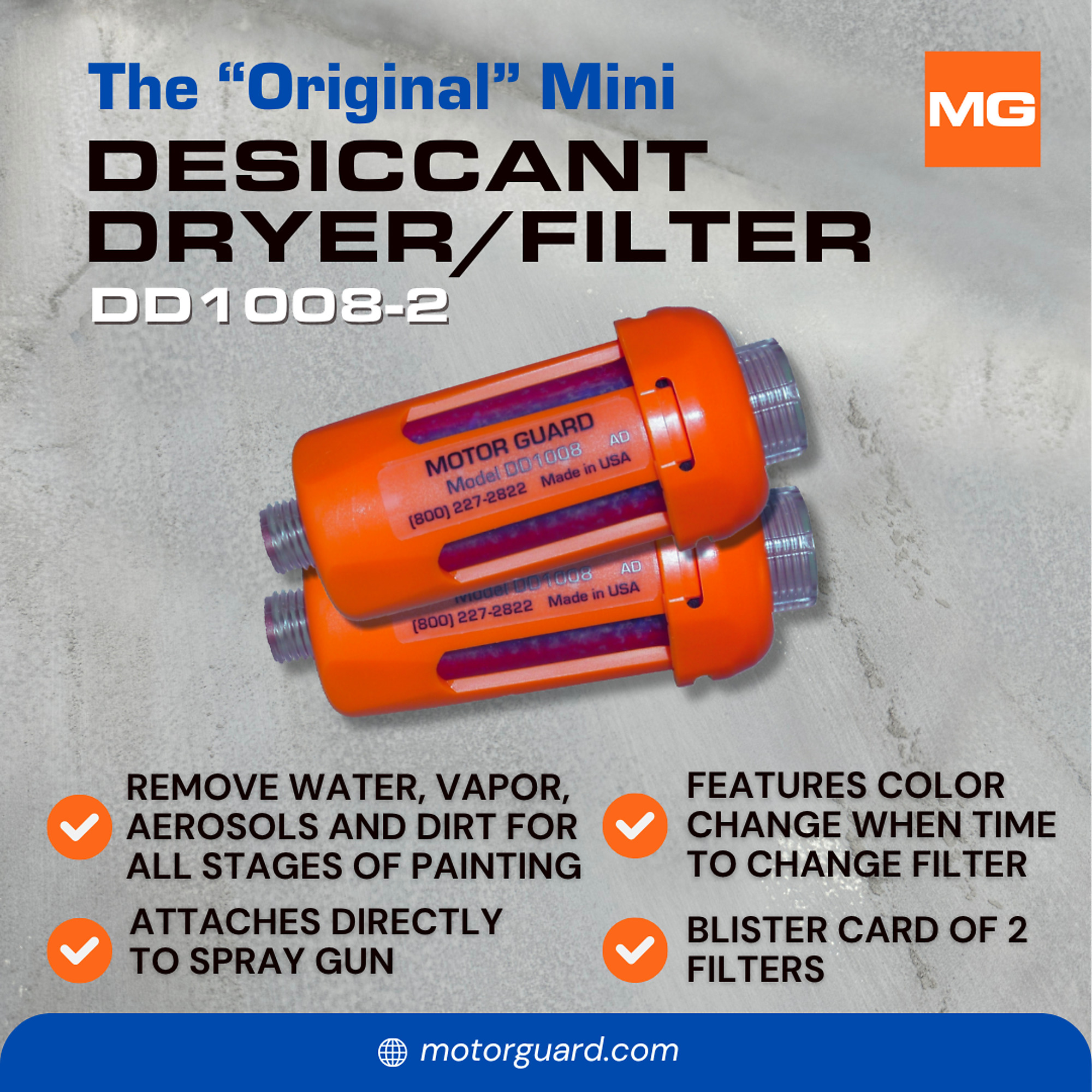 Motor Guard, Disposable Mini Desiccant Filter/Dryer Pack of 2 Model