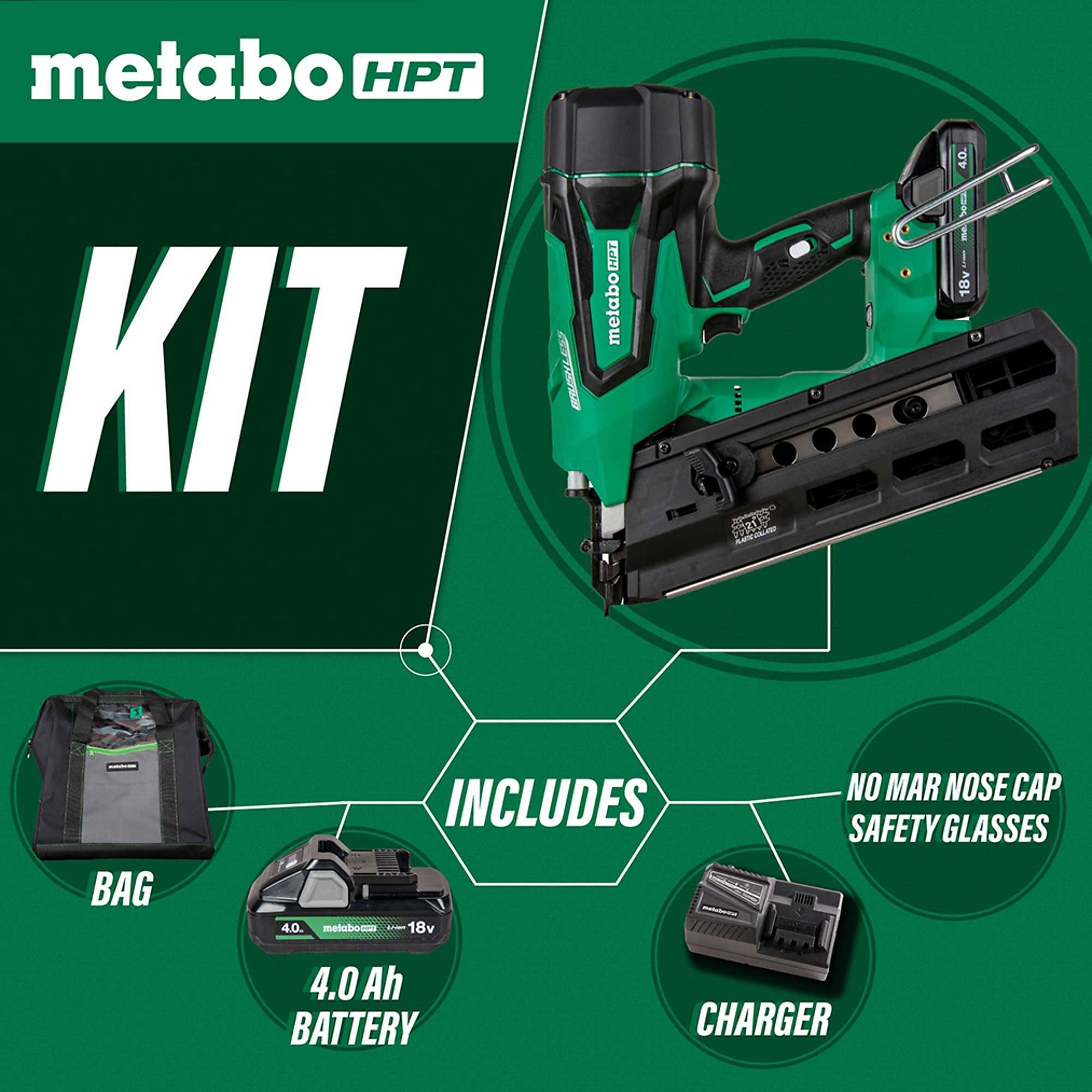 Metabo HPT (was Hitachi Power Tools) 3.5-in 21-Degree 18-Volt Cordless Framing Nailer Metabo HPT (was Hitachi Power Tools) 3.5-in 21-Degree 18-Volt Cordless Framing Nailer