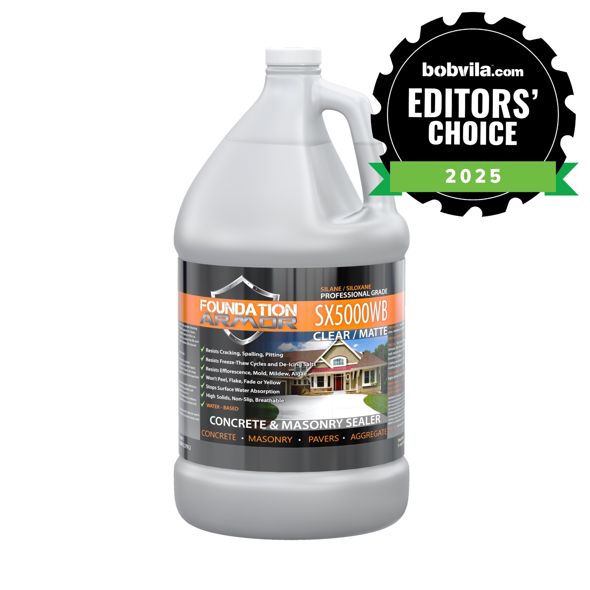 Foundation Armor, WB Silane Siloxane Water Repellent Sealer, Container Size 1 Gallon, Color Clear, Application Method Sprayer, Model# SX5000WB1GAL