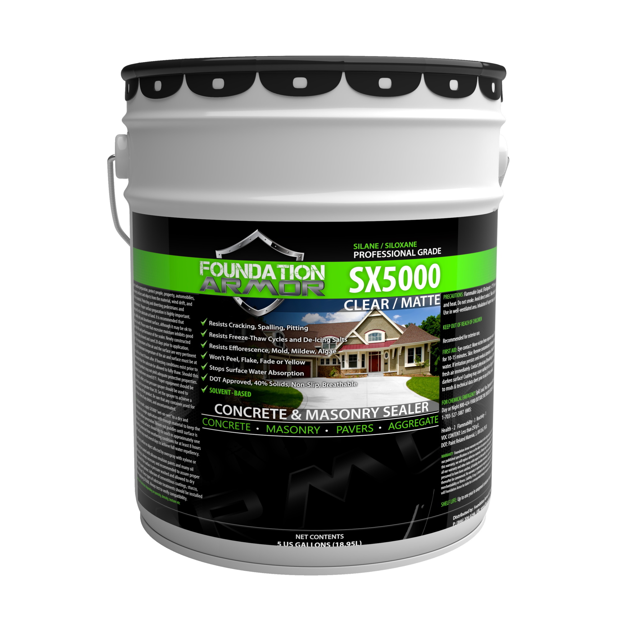 Armor SX5000 Penetrating Silane Siloxane Concrete Sealer and Masonry Water Repellent (5 gal)