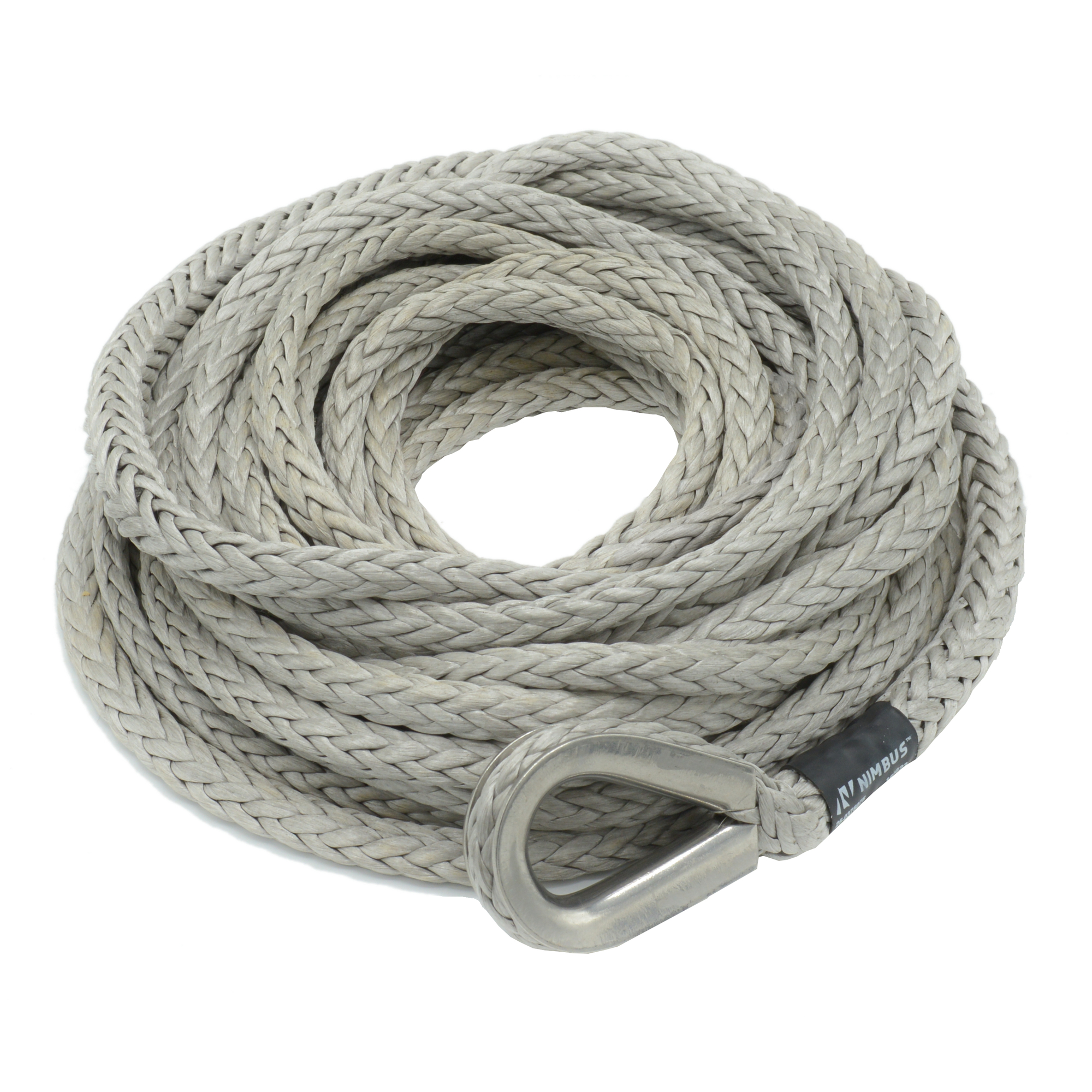 Nimbus, Synthetic Winch Line Ext w/Thimble Kevlar Tail, Max. Capacity 22200 lb, Length 75 ft, Diameter 7/16 in, Model# 27-0438075