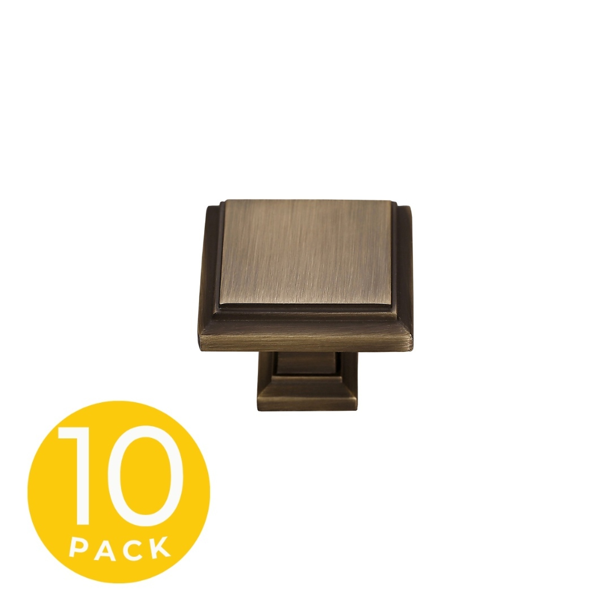 Sapphire Accent Series Modern Medium Aged Bronze Square Cabinet Knob — 1in., 10-Pack, Model# SP-1071-K-MAB-10