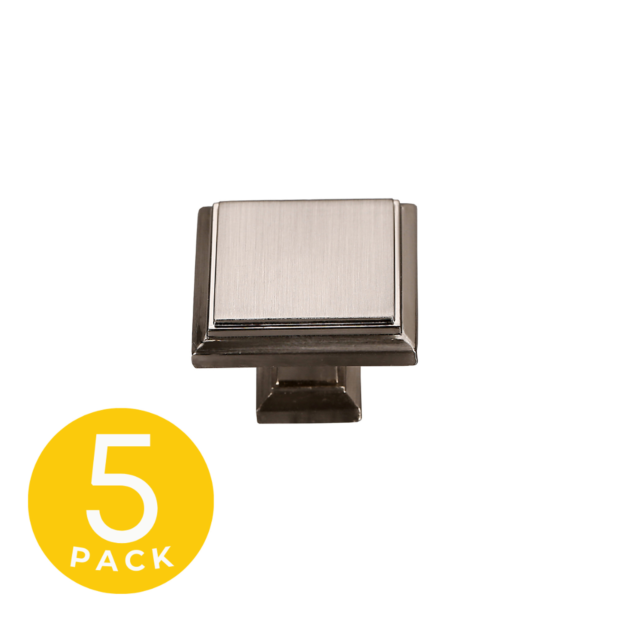 Sapphire Accent Series Modern Square Cabinet Knob — 1in., Satin Nickel, 5-Pack, Model# SP-1071-K-SN-5