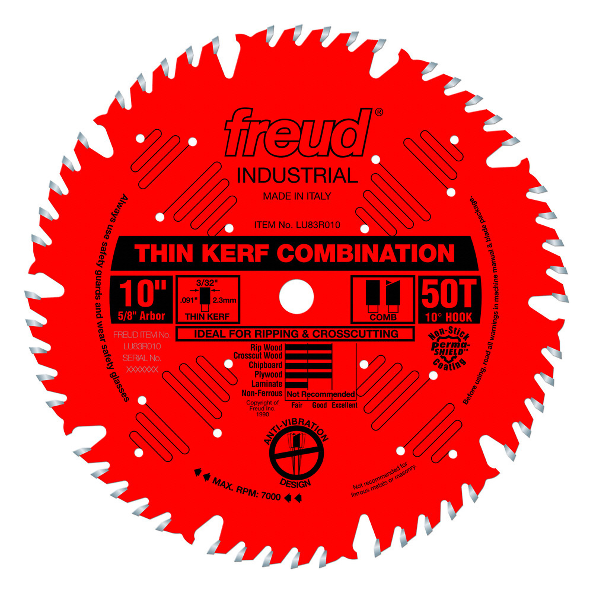 Diablo 10in. Thin Kerf Combination Circular Saw Blade, 50T, Model# LU83R010