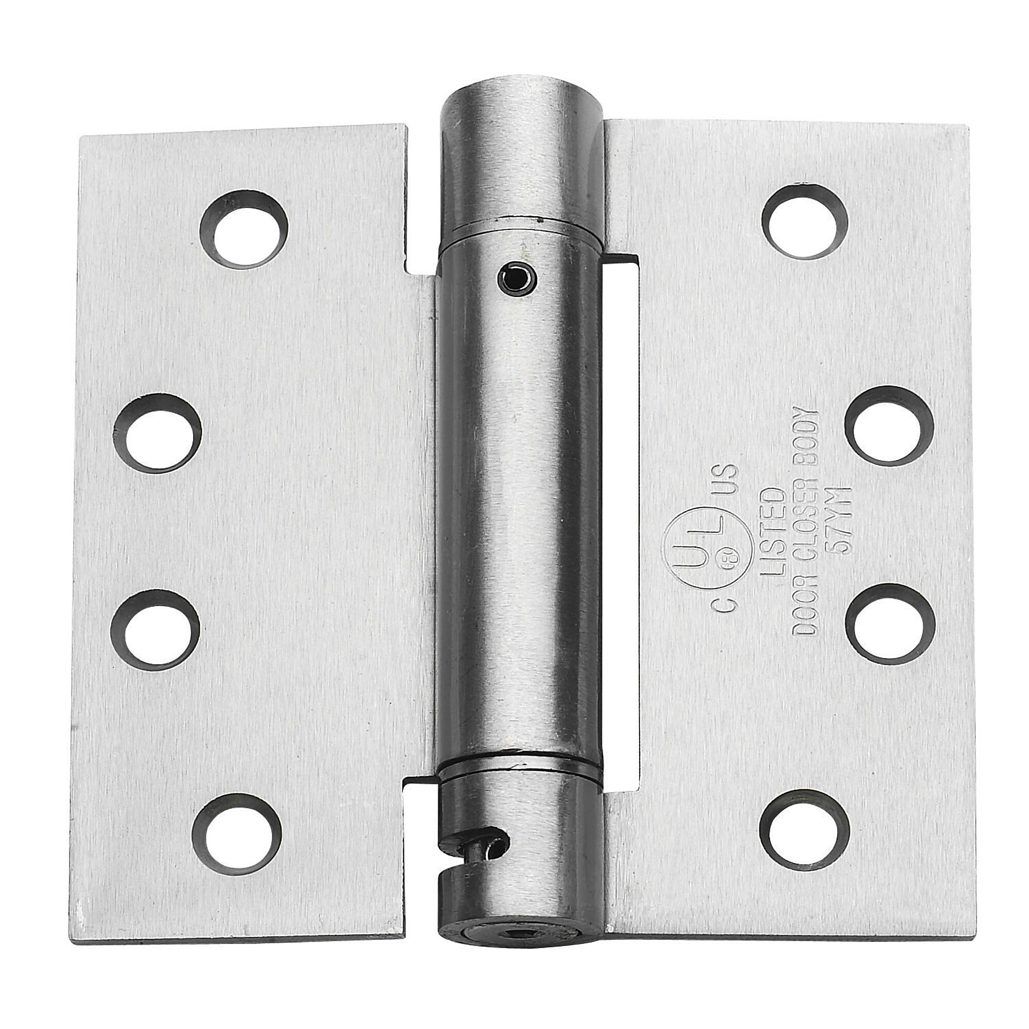 Global Door Controls Full Mortise Spring Hinge — 4in. x 4in., Brushed Chrome, Non-Removable Pin, Model# CPS4040-26D-M