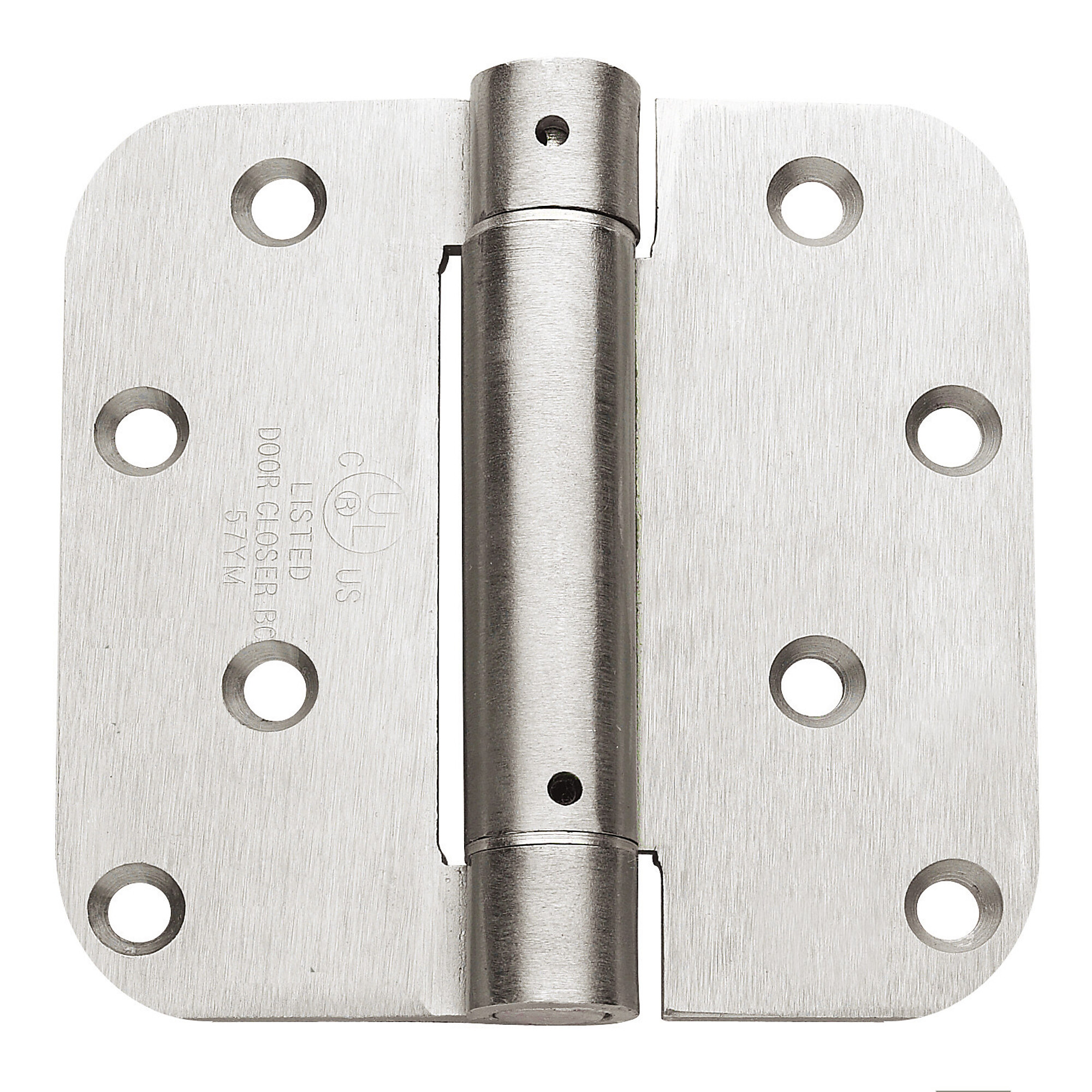 Global Door Controls Full Mortise Spring Door Hinge Set — 4in. x 4in., Satin Nickel, 5/8in. Radius, Removable Pin, 2 Pcs, Model# CPS4040-5/8-US15-M