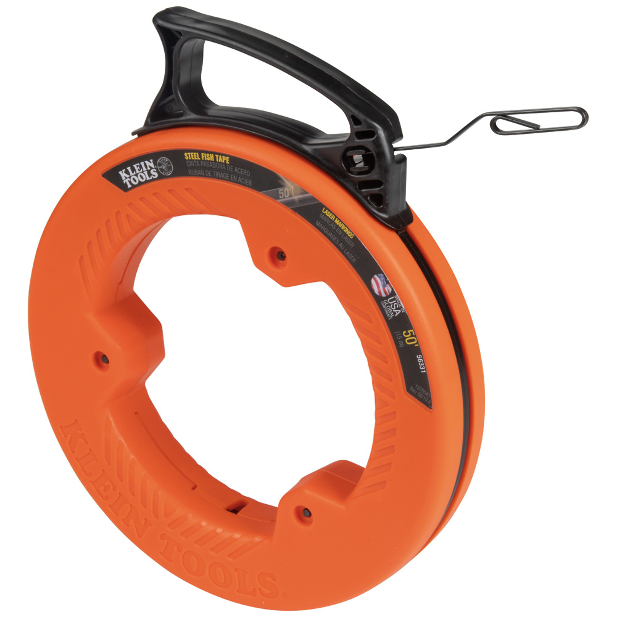 Klein Tools, Steel Fish Tape, 1/8in. x 50ft., Tape Length 600 in, Tape Diameter 1/8 in, Model# 56331