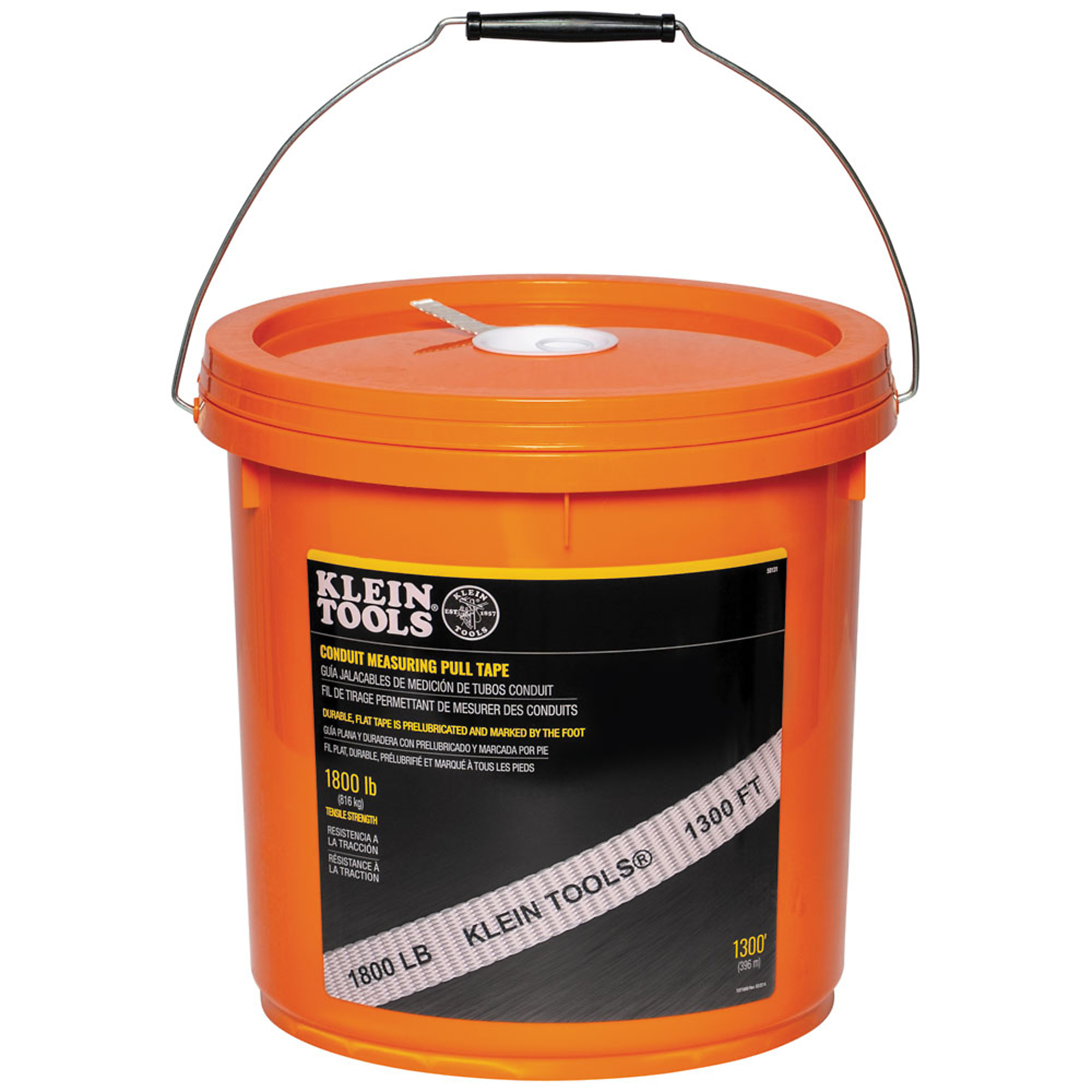 Klein Tools, Pull Tape, 1800 lb x 1300ft., Length 1300 ft, Measures Up To 1300 ft, Model# 50131
