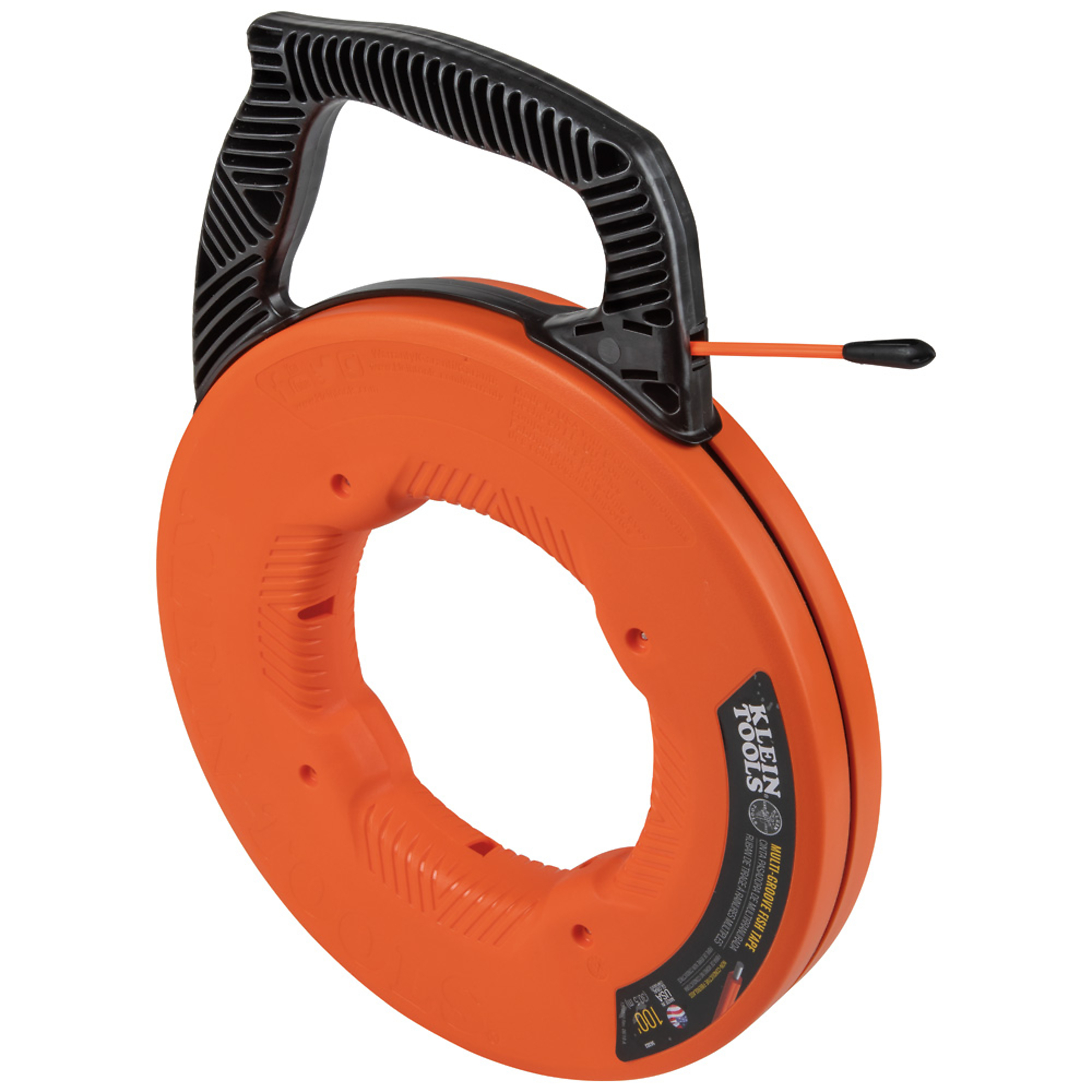 Klein Tools, 100ft. Grooved Fiberglass Fish Tape, Tape Length 1200 in, Tape Diameter 3/16 in, Model# 56383