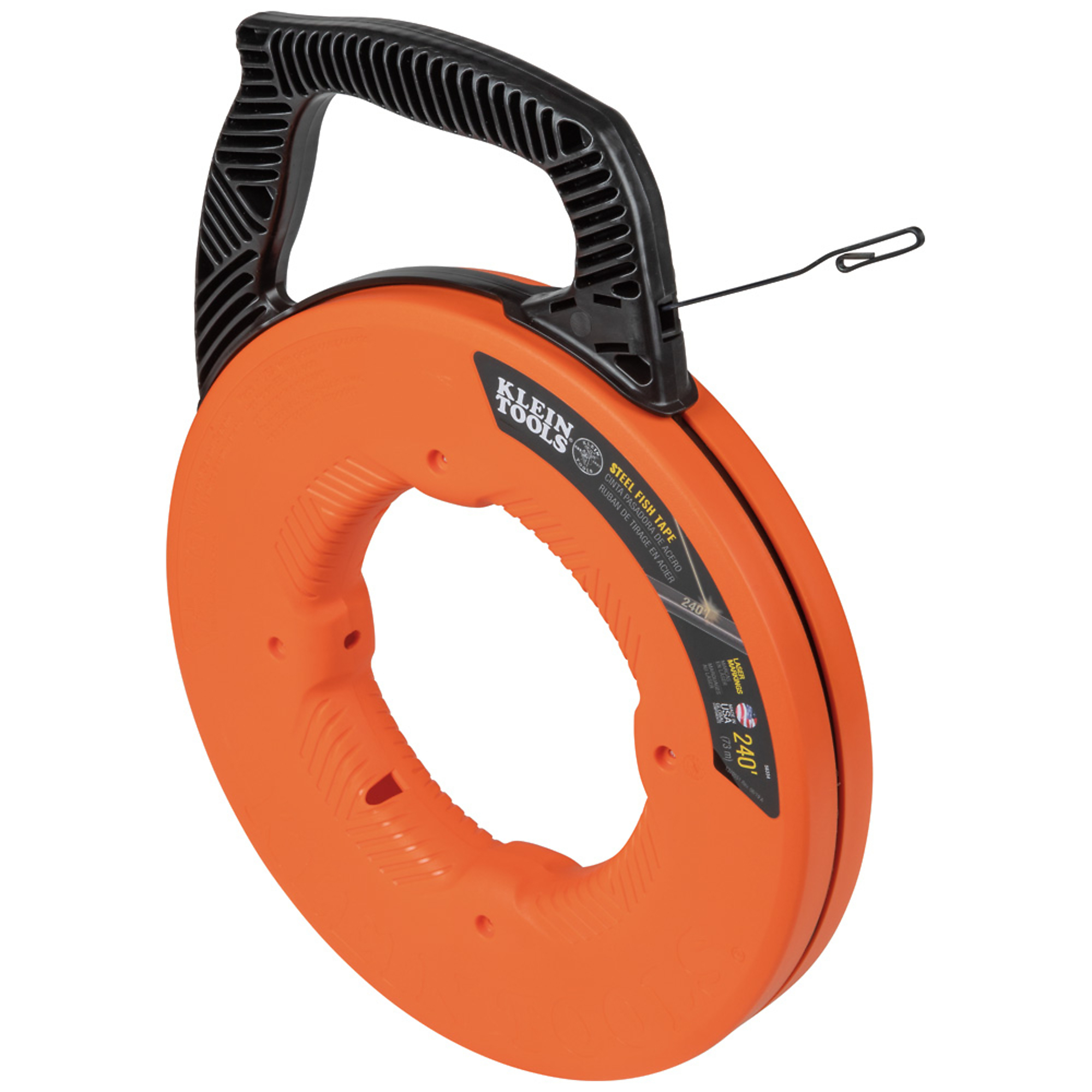 Klein Tools, 240ft. Steel Fish Tape, Tape Length 2880 in, Tape Diameter 1/8 in, Model# 56334