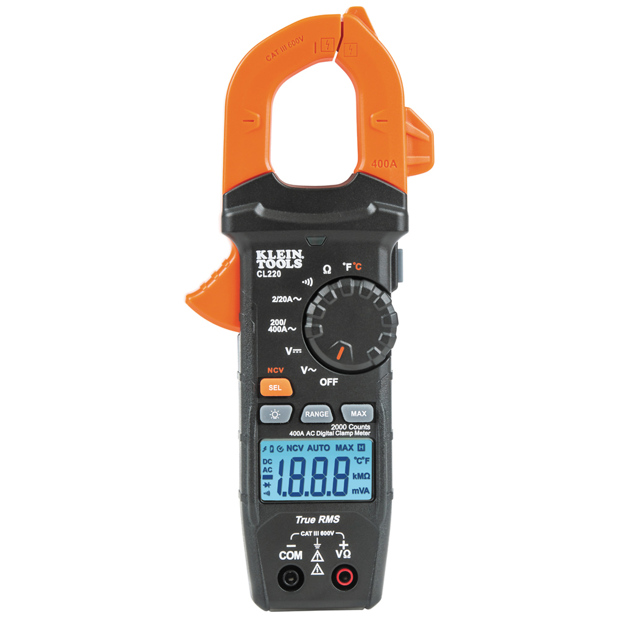 Klein Tools, Digital Clamp Meter, AC Auto-Ranging 400 Amp, Model# CL220