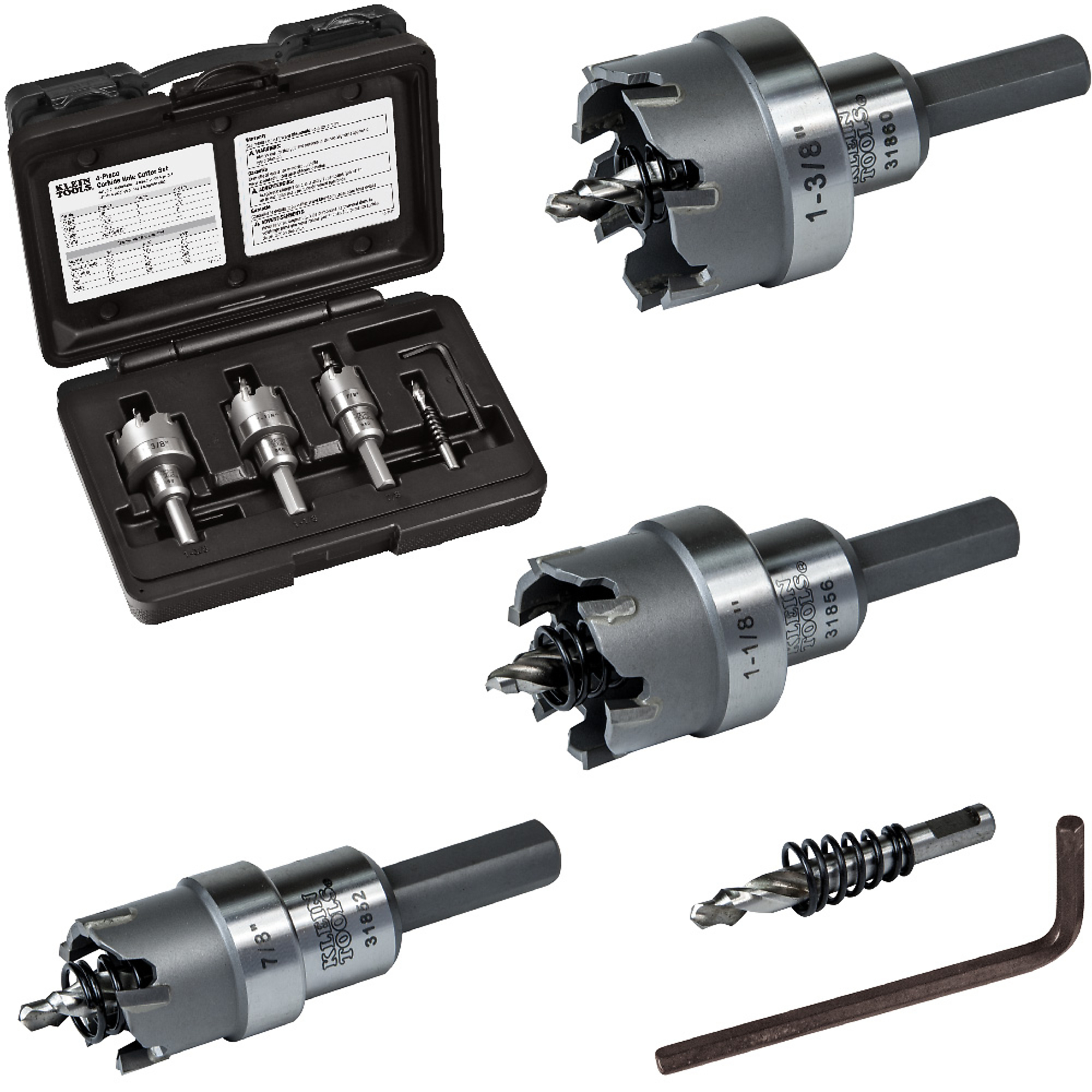 Klein Tools, Hole Cutter Kit, Carbide Hole Cutter, 4-Piece, Included (qty.) 4 Model# 31872
