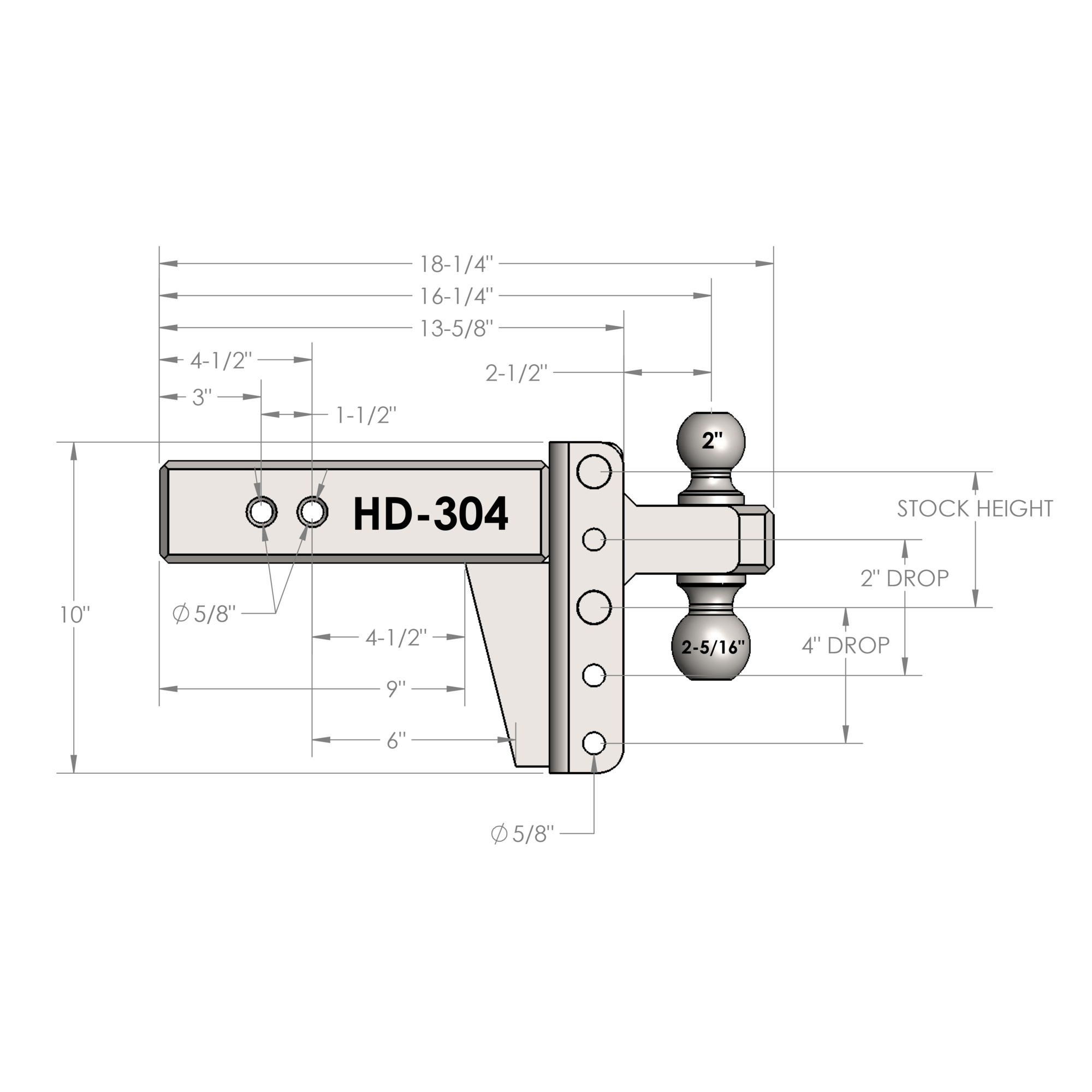 BulletProof Hitches, 3.0in. HEAVY DUTY 4in. DROP/RISE HITCH, Model ...