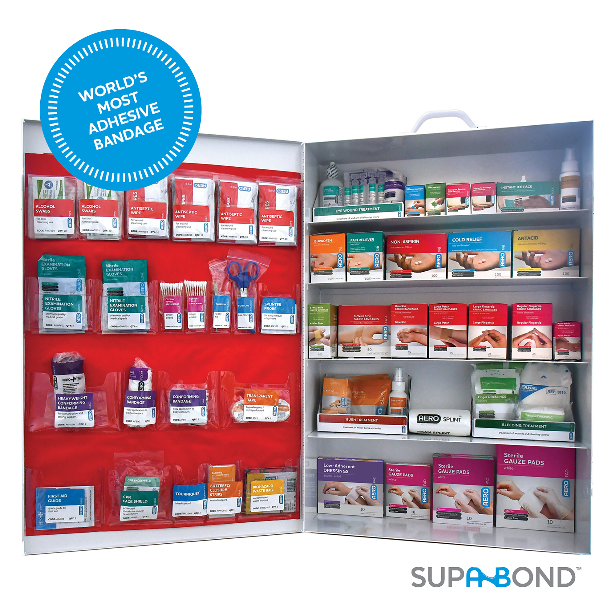 Aero Healthcare, SUREFILL 5 Shelf Metal Cabinet 200 ANSI 2021 B, Items Per Kit 1187 Class B, ANSI Compliant, Model# SF200BMT