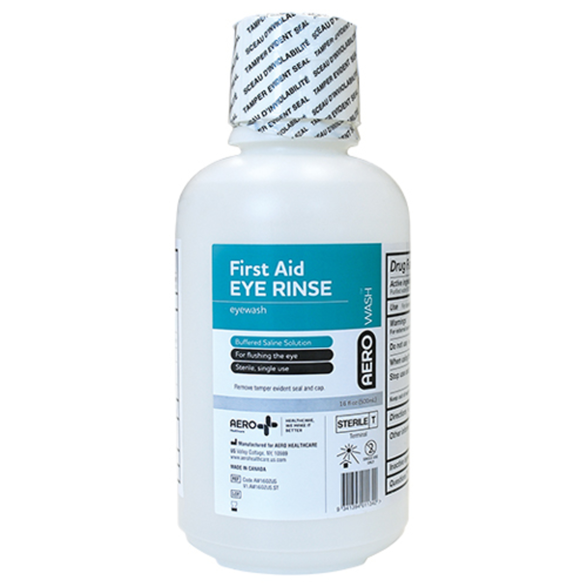 Aero Healthcare, AEROWASH Eyewash 16oz Refill Bottle, Model# AW16OZUS - Case of 12