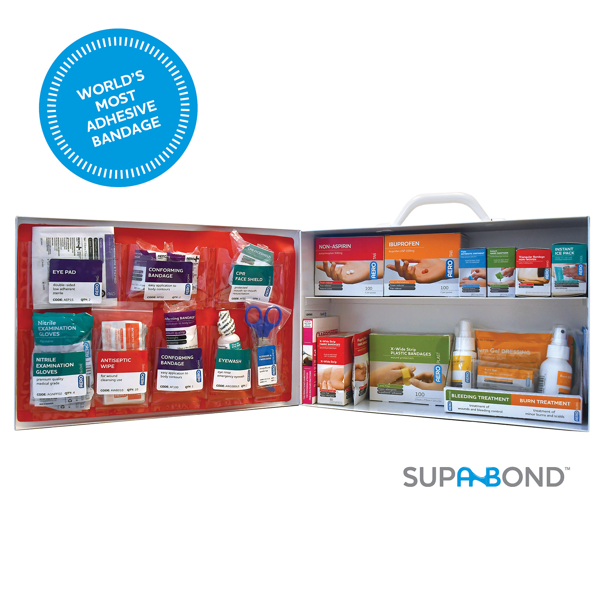 Aero Healthcare, SUREFILL 2 Shelf Metal Cabinet 80 ANSI 2021 A, Items Per Kit 479 Class A, ANSI Compliant, Model# SF80AMT