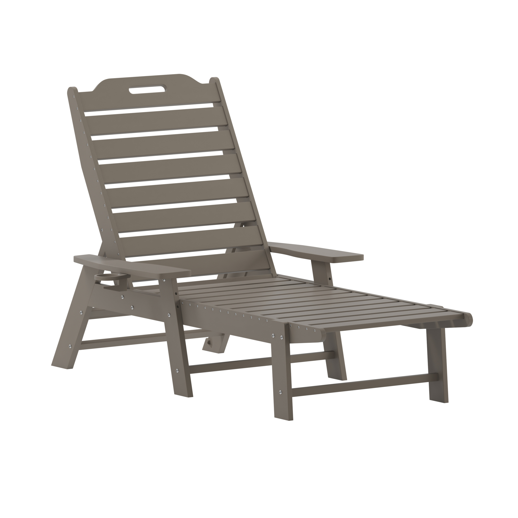 Flash Furniture, Brown Adjustable Chaise Lounger with Cupholder, Primary Color Brown, Material HDPE, Width 35 in, Model# LEHMP2017414BR