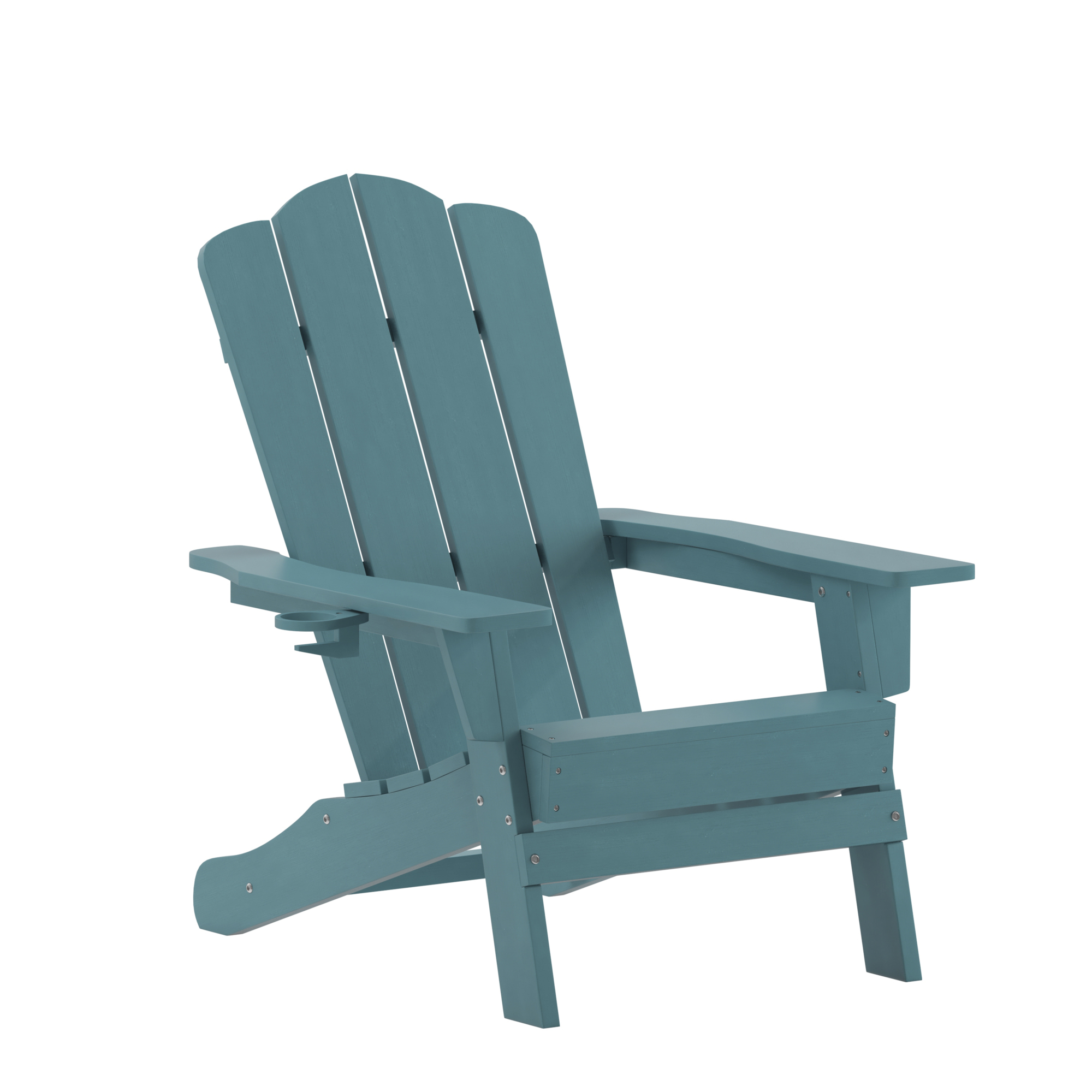 Flash Furniture, Blue Adirondack Patio Chair with Cupholder, Primary Color Blue, Material HDPE, Width 29.25 in, Model# LEHMP104410BL