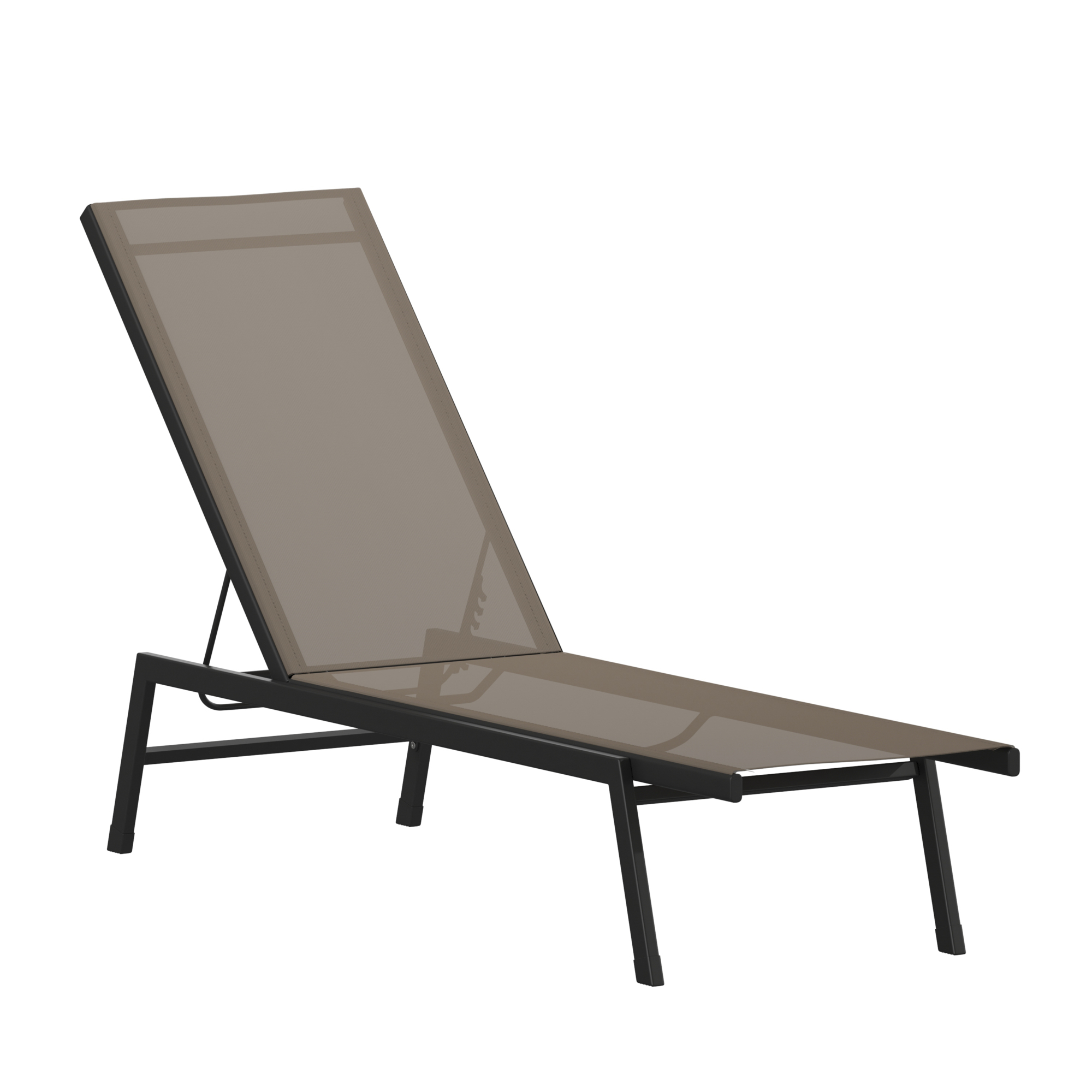 Flash Furniture, Black/Brown Adjustable Chaise Lounge, Primary Color Brown, Material Steel, Width 23.25 in, Model# JJLC326BKBR