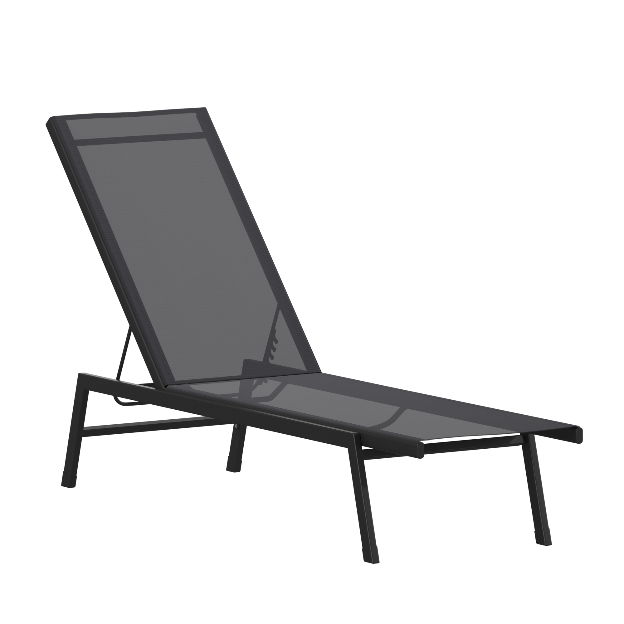 Flash Furniture, Black/Black Adjustable Chaise Lounge, Primary Color Black, Material Steel, Width 23.25 in, Model# JJLC326BKBK