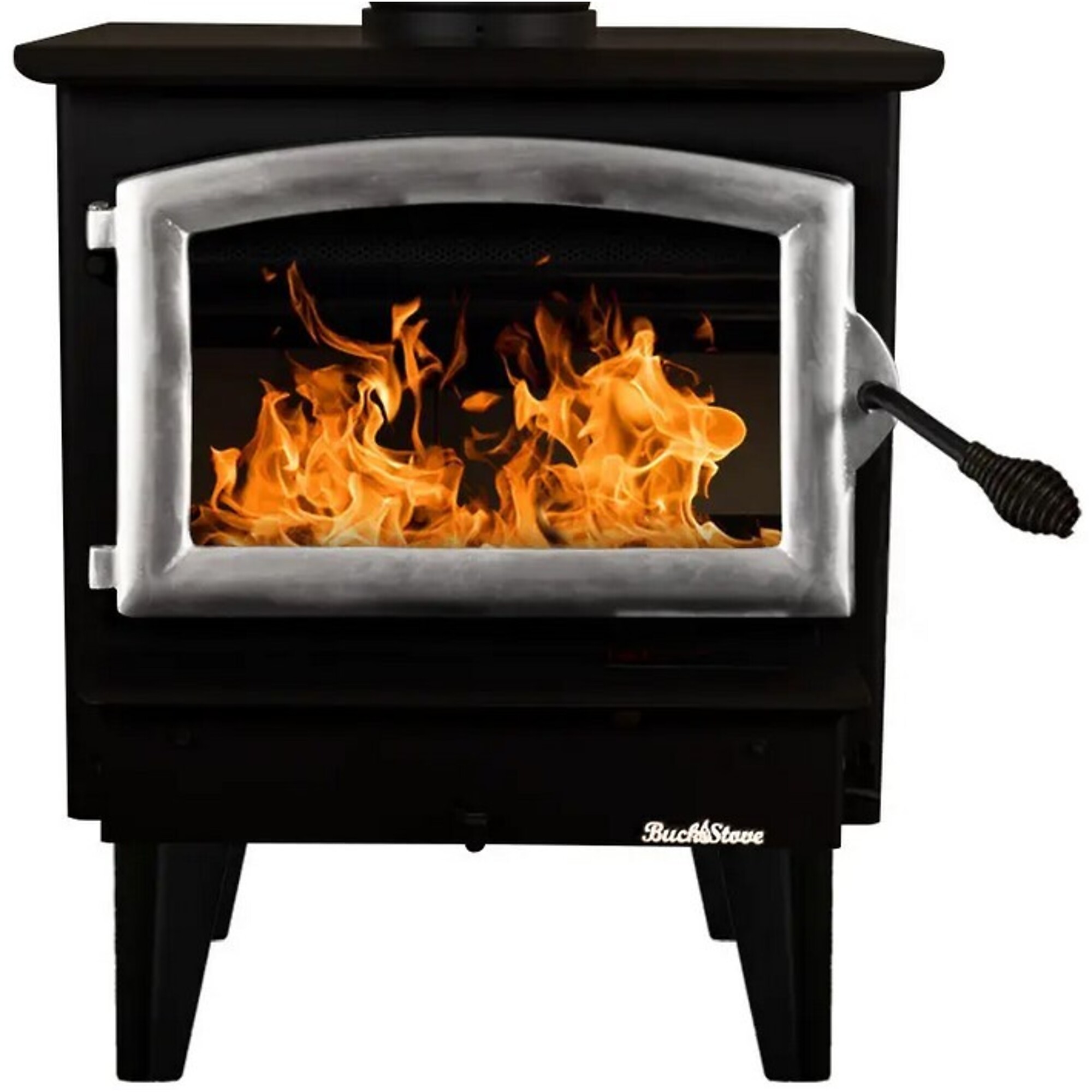 Buck, Wood Stove with Pewter Door and Blower, Heat Output 28901 Btu/hour, Heating Capability 1800 ft², Model# FP 21PSLL