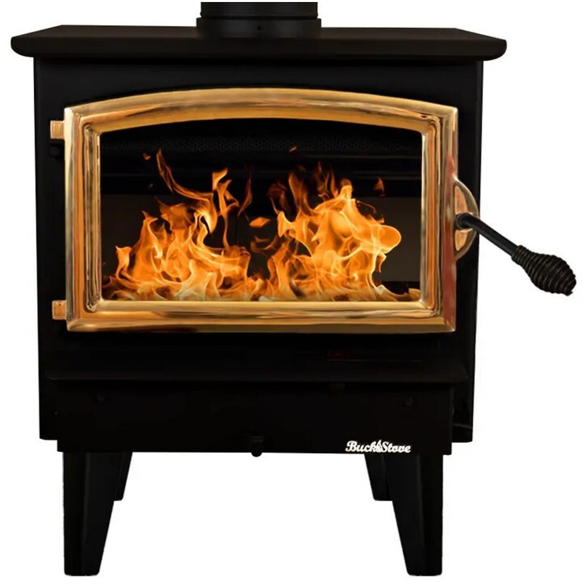 Buck, Wood Stove with Gold Door and Blower, Heat Output 28901 Btu/hour, Heating Capability 1800 ft², Model# FP 21GSLL