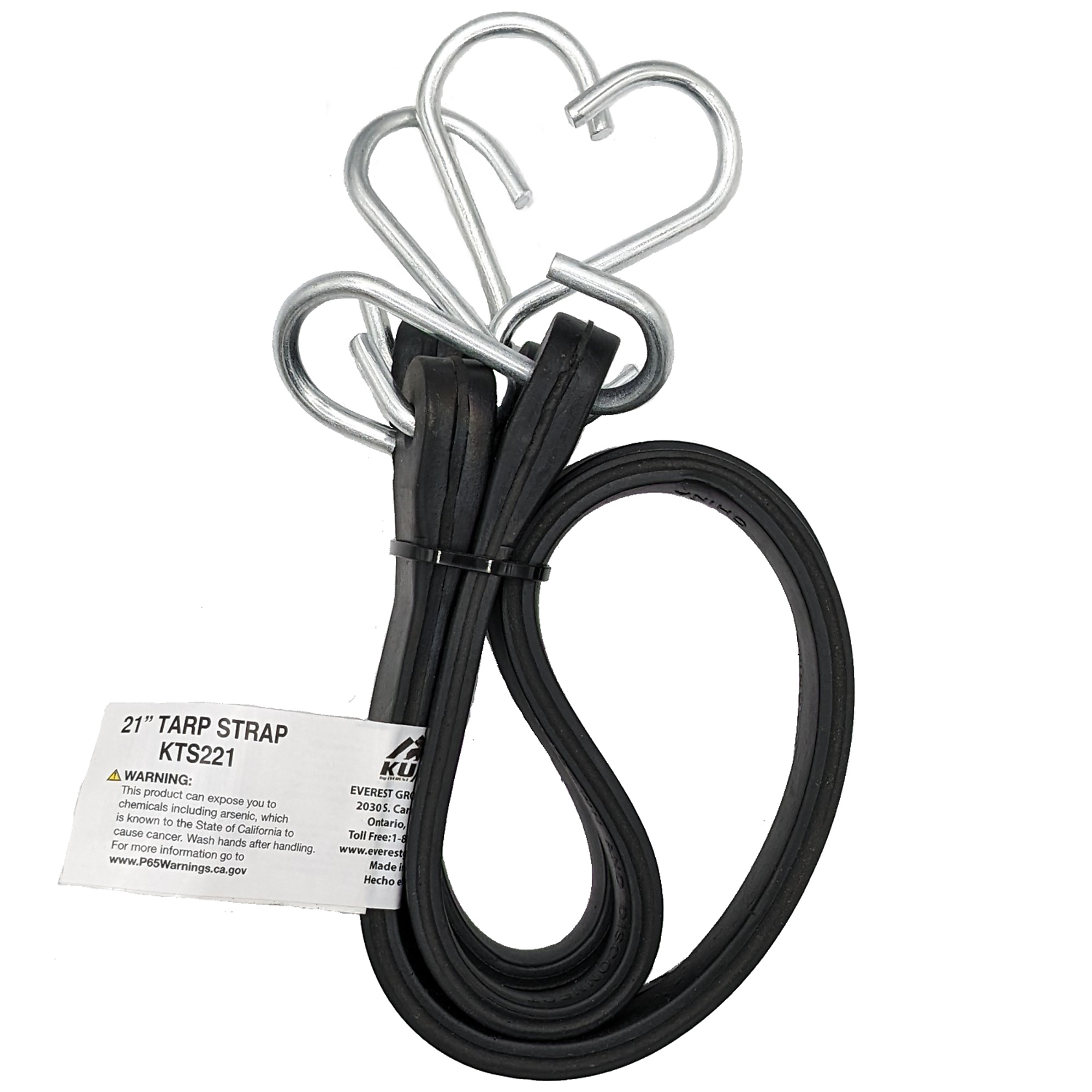 Kuma, 21in. EPDM Tarp Strap 2pk.- Vinyl Coated S Hooks, Straps (qty.) 2 Model# KTS221