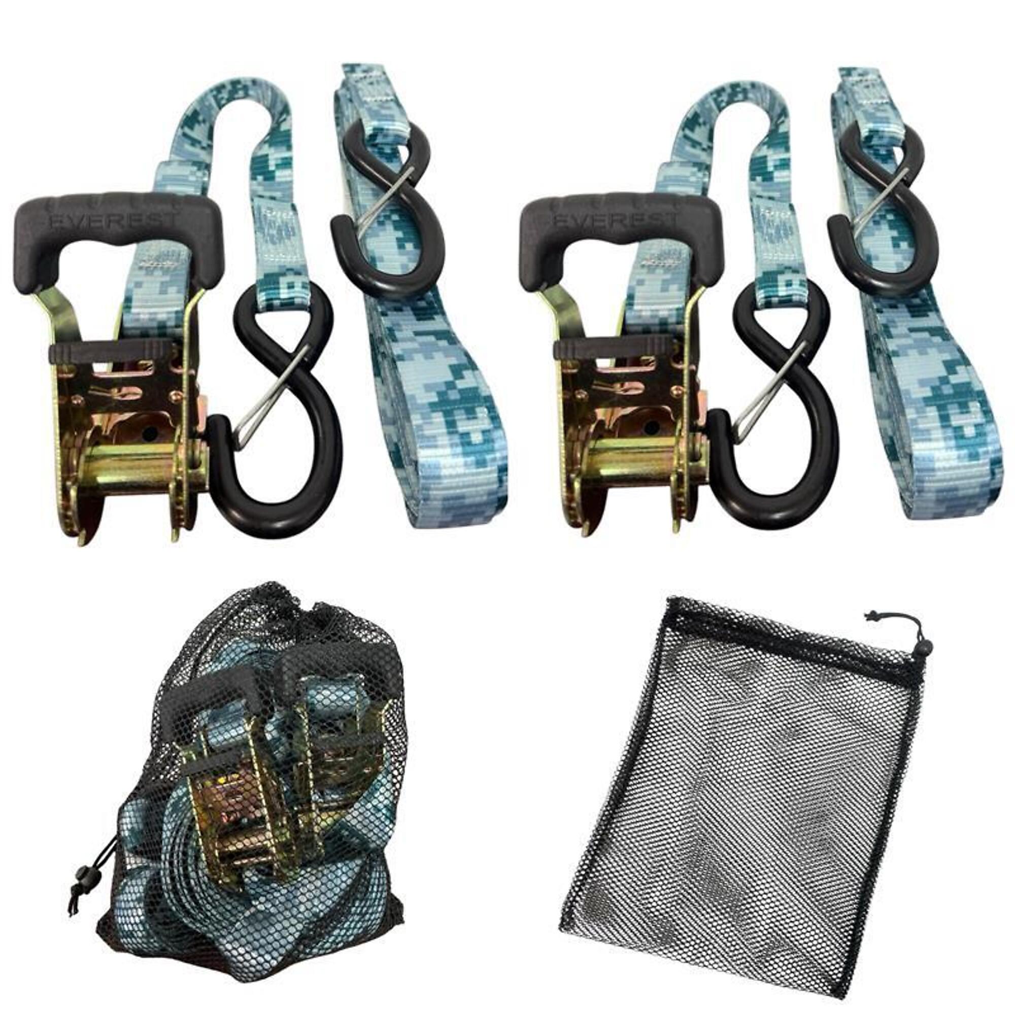 Kuma 1in. x 15ft. HD Ratched Tie-Downs with S-Clip, 2-Pack, 3000-Lb. Breaking Strength, 1000-Lb. Working Load, Model# S21155DB-A