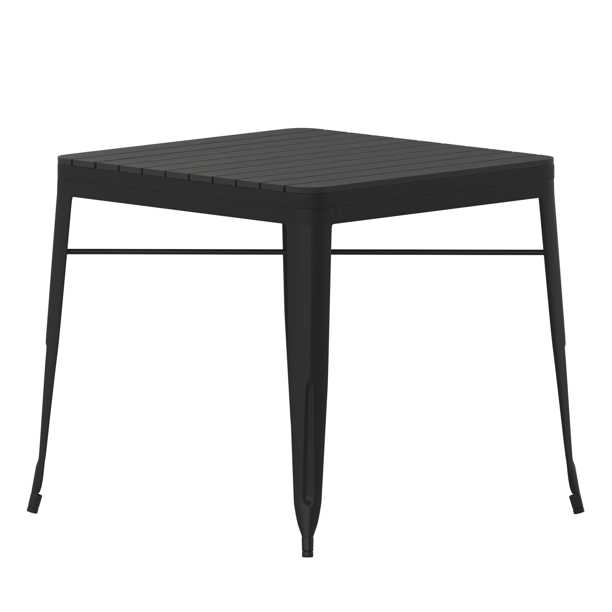 Flash Furniture, Black Patio Table with Poly Resin Slatted Top, Table Shape Square, Primary Color Black, Height 28.25 in, Model# SBT11TBK