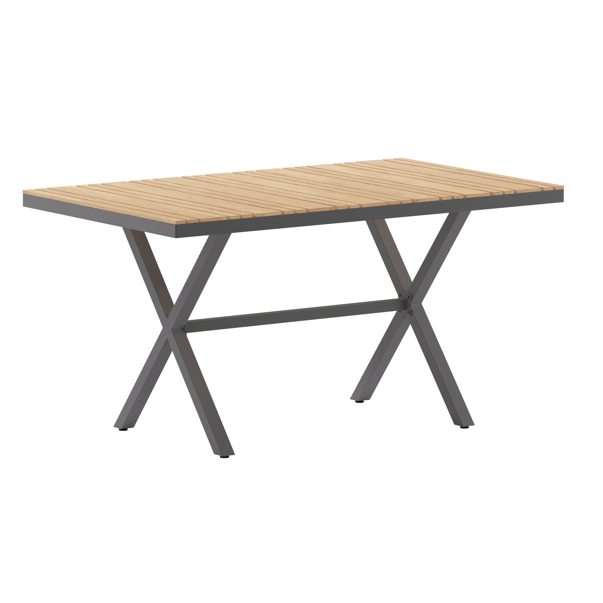 Flash Furniture, Natural/Gray 59in. x 35.5in. Cross Frame Patio Table, Table Shape Rectangle, Primary Color Brown, Height 30.25 in, Model# SBTB288NAT