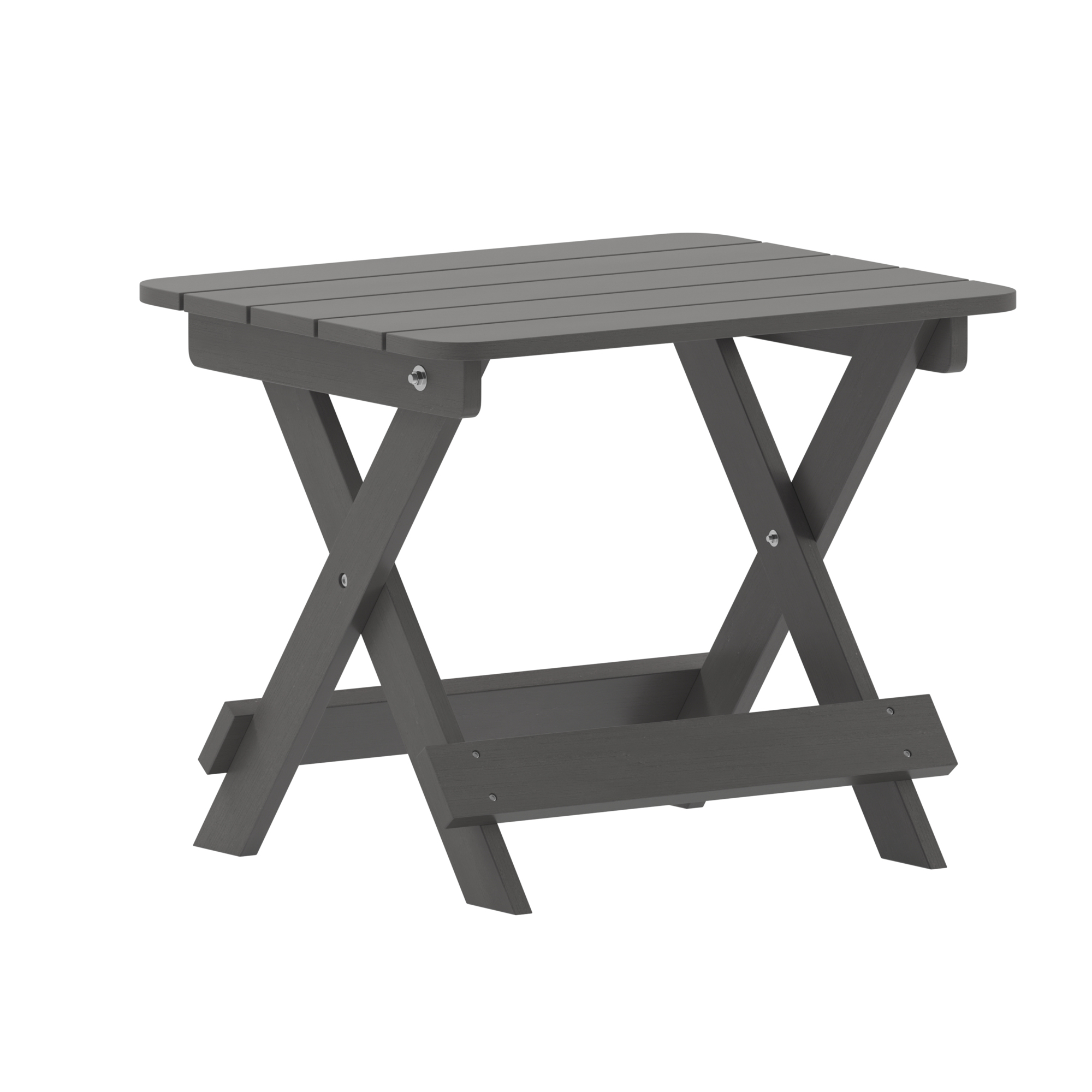 Flash Furniture, Gray Portable Folding Adirondack Side Table, Table Shape Rectangle, Primary Color Gray, Height 18 in, Model# LEHMP2012162HGY