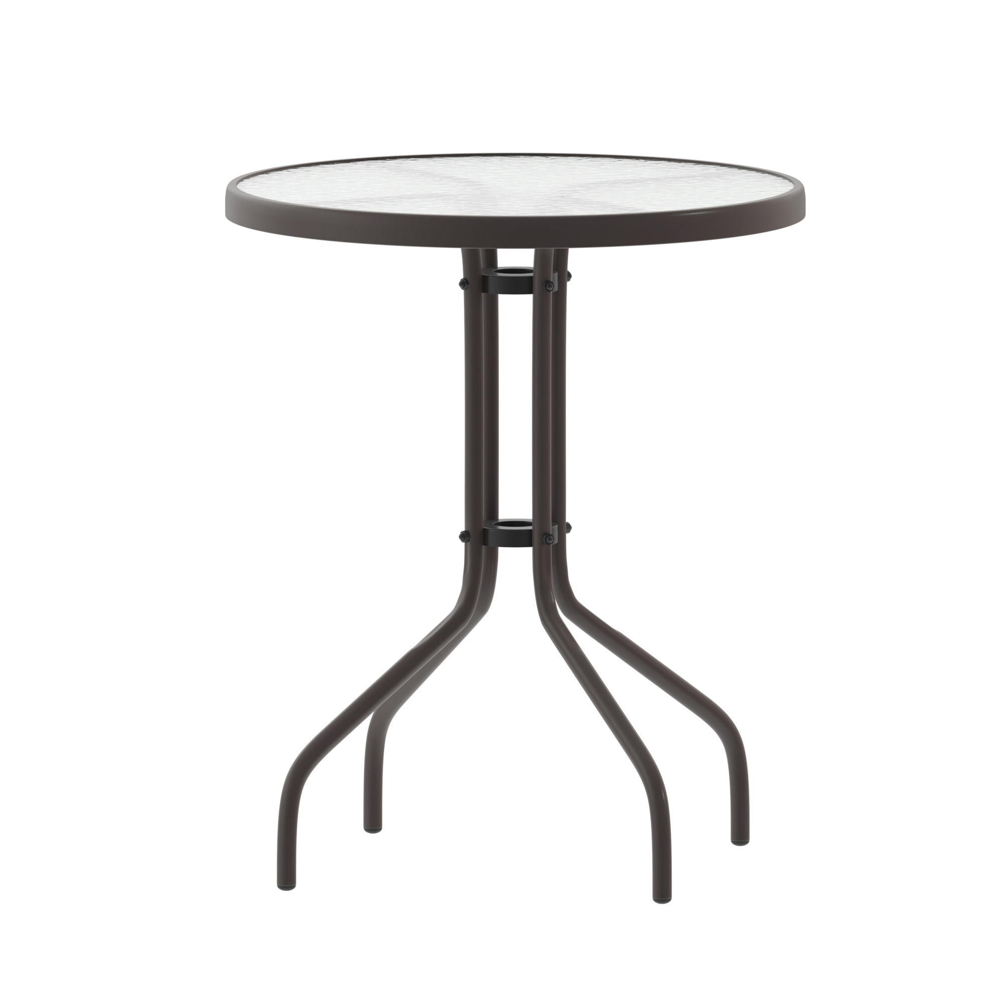 Flash Furniture, 23.75in. Bronze Round Tempered Glass Metal Table, Table Shape Round, Primary Color Brown, Height 28 in, Model# TLH0701BZ