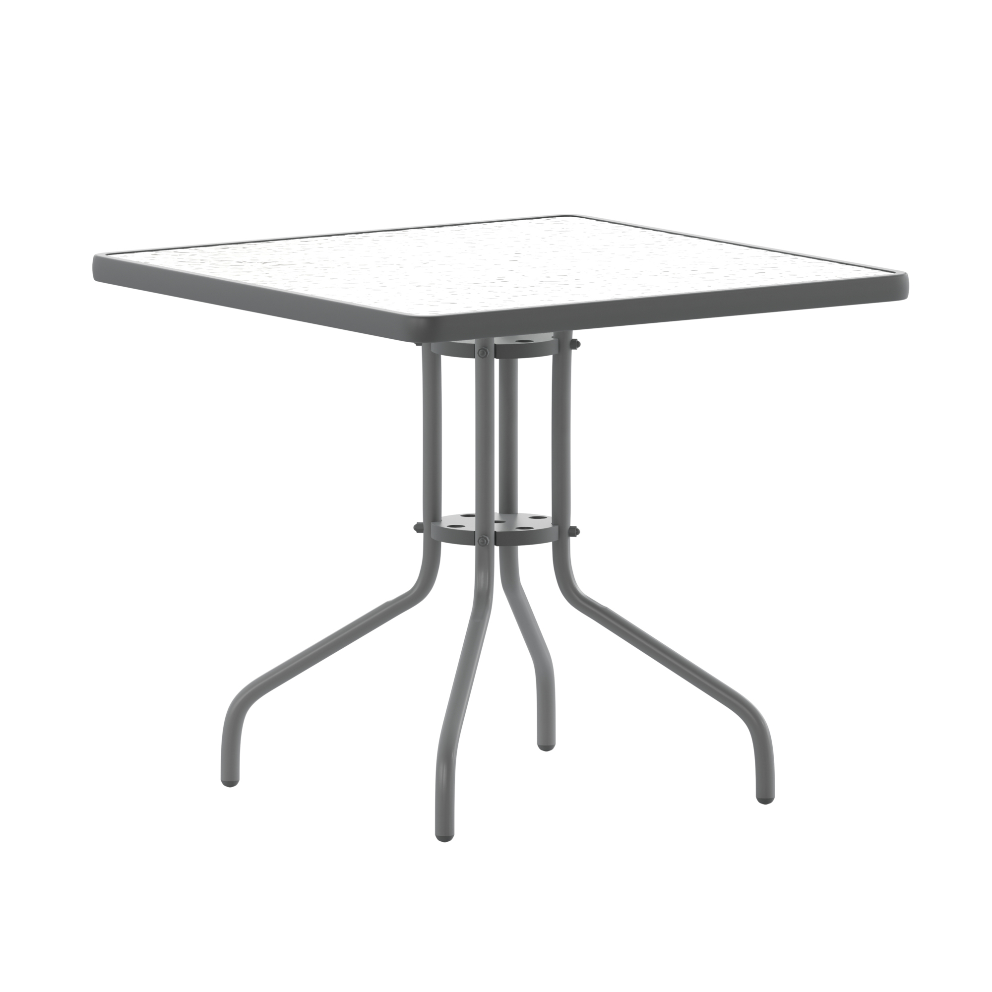 Flash Furniture, 31.5in. Square Tempered Glass Metal Table, Table Shape Square, Primary Color Gray, Height 28 in, Model# TLH073A2SV