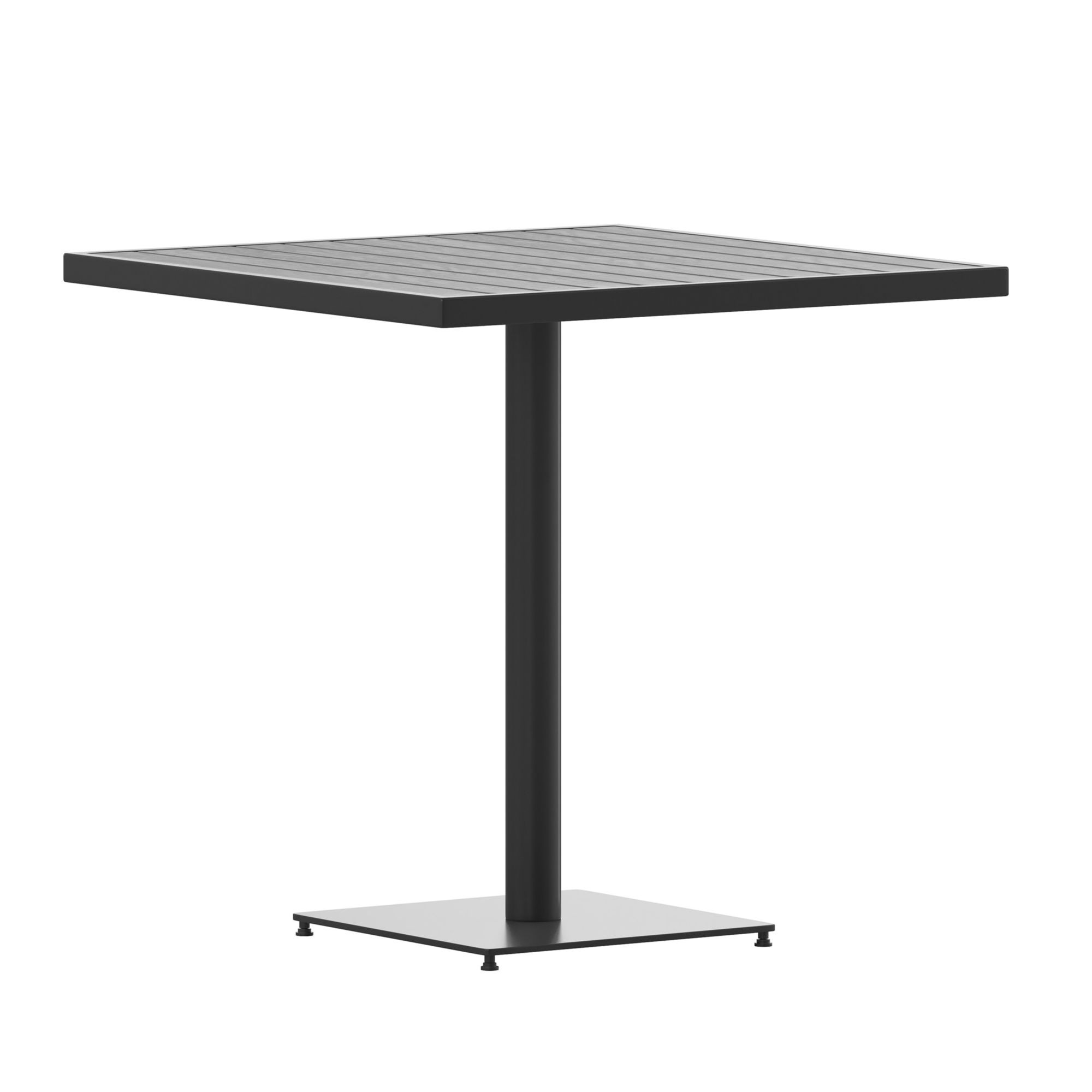 Flash Furniture, 30in. SQ Outdoor Gray Wash Faux Teak Poly Slat Table, Table Shape Square, Primary Color Gray, Height 30 in, Model# XUDGHW1045GY