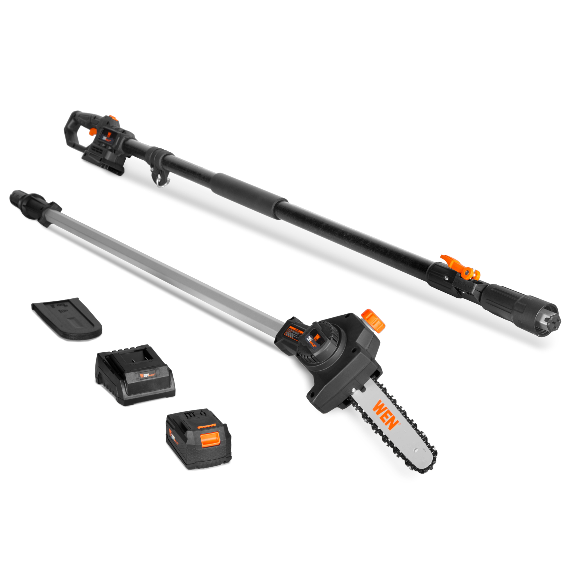 WEN 20V Max Cordless Brushless Pole Saw - 8in. Bar, 17ft. Operating Height, 4.0Ah Battery and Charger, Model# 20759