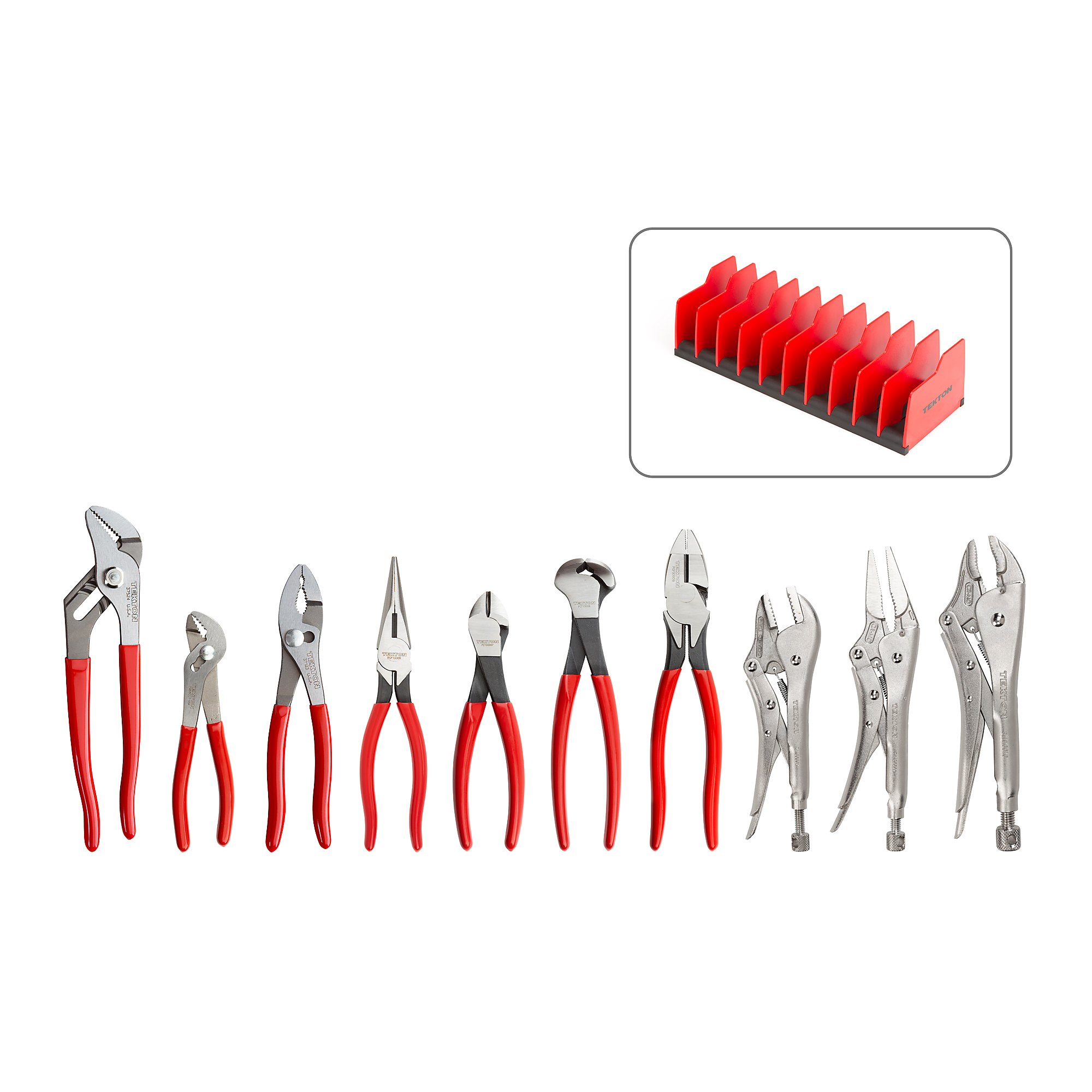 TEKTON Gripping, Cutting, and Locking Pliers Set with Rack (10-Piece) | PLR99202