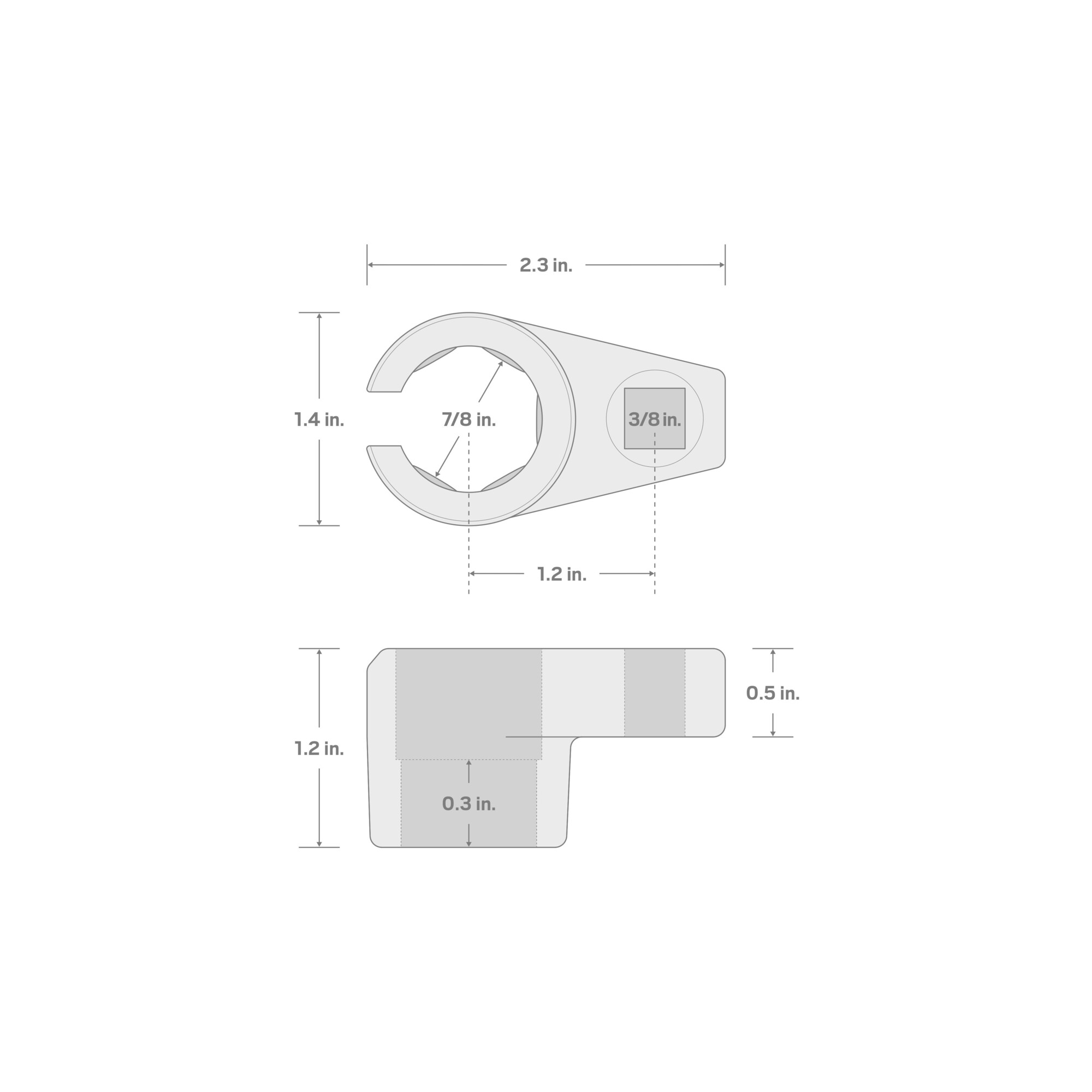 Tekton 38in Drive X 78in Offset Oxygen Sensor Socket Socket Size 78 In Socket Size 0168