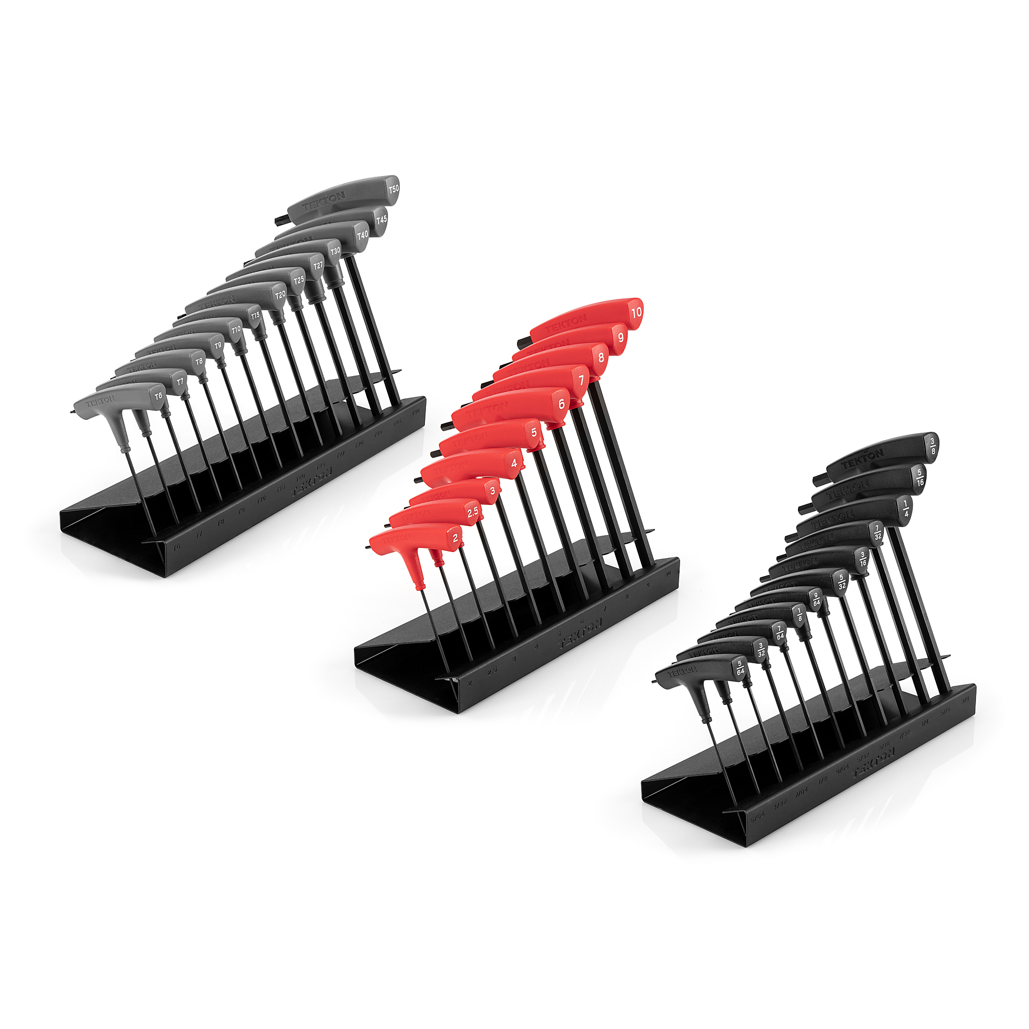TEKTON Ball End Hex and Star T-Handle Key Set with Stands, 34-Piece (5/64 - 3/8 in., 2 - 10 mm, T6 - T50) | KEY92001