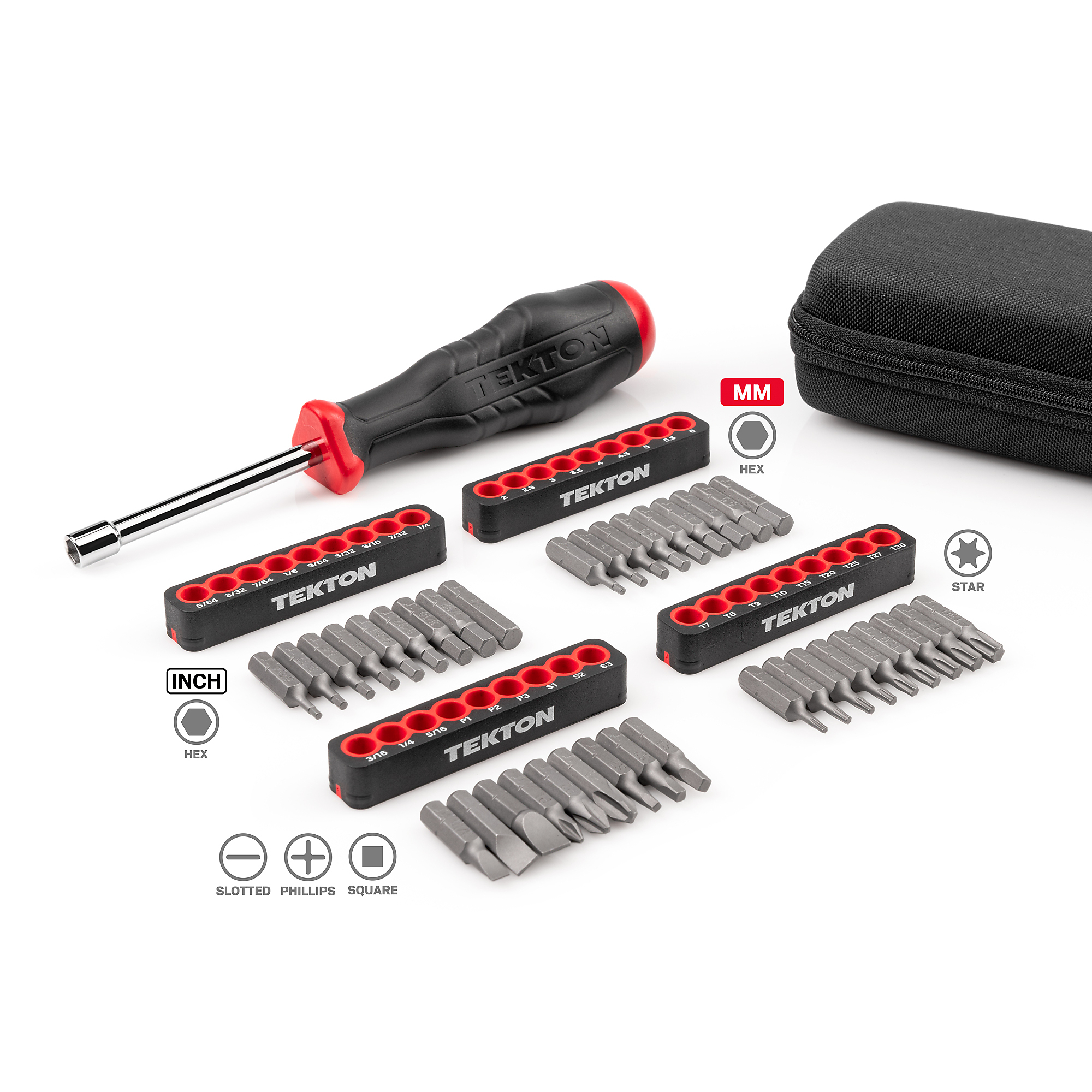 Tekton, 37-pc. 1/4in. Bit Driver and Bit Set with Case, Drive Type ...