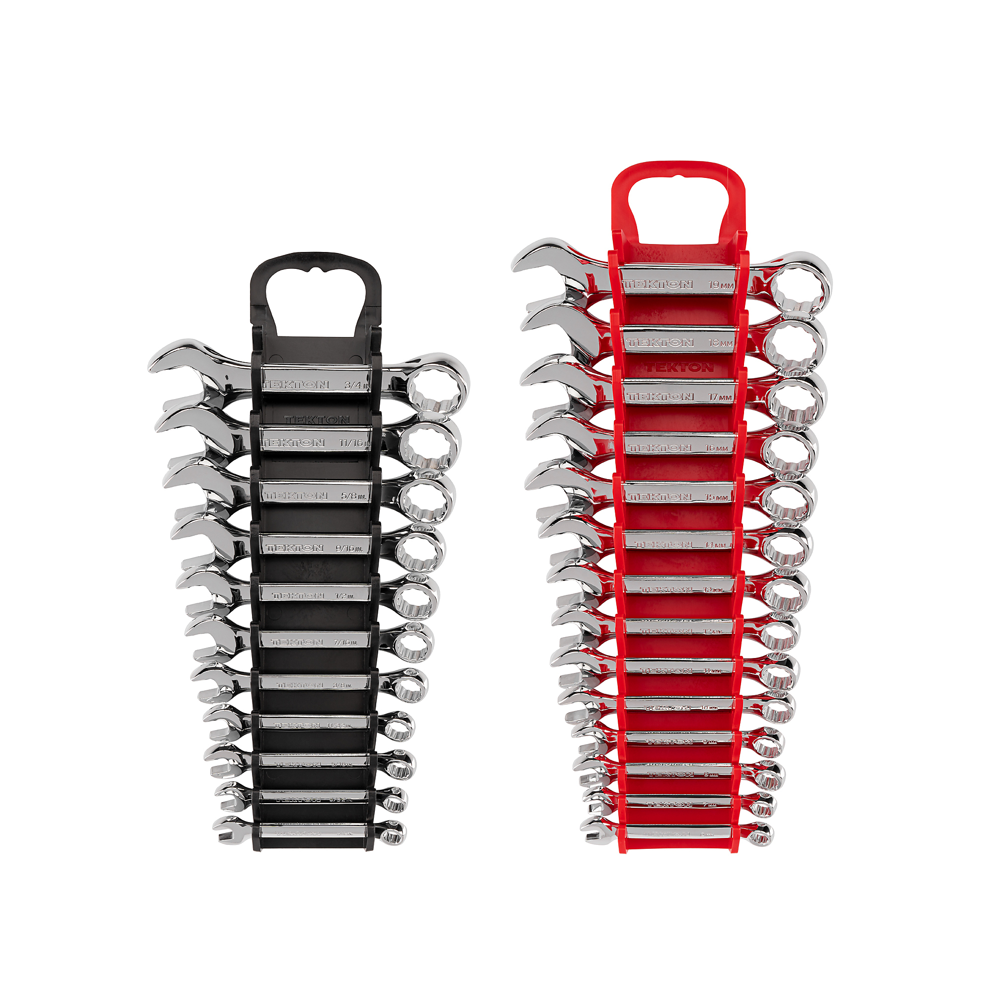 TEKTON Stubby Combination Wrench Set with Holders, 25-Piece (1/4-3/4 in., 6-19 mm) | WCB92403