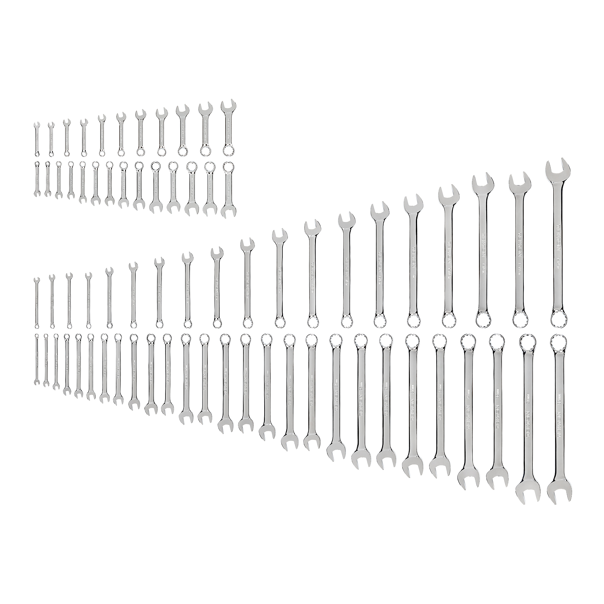 TEKTON Ringmaulschlüssel-Set 71-teilig – Stubby & Standard, 1/4–1-1/4 Zoll & 6–32 Mm