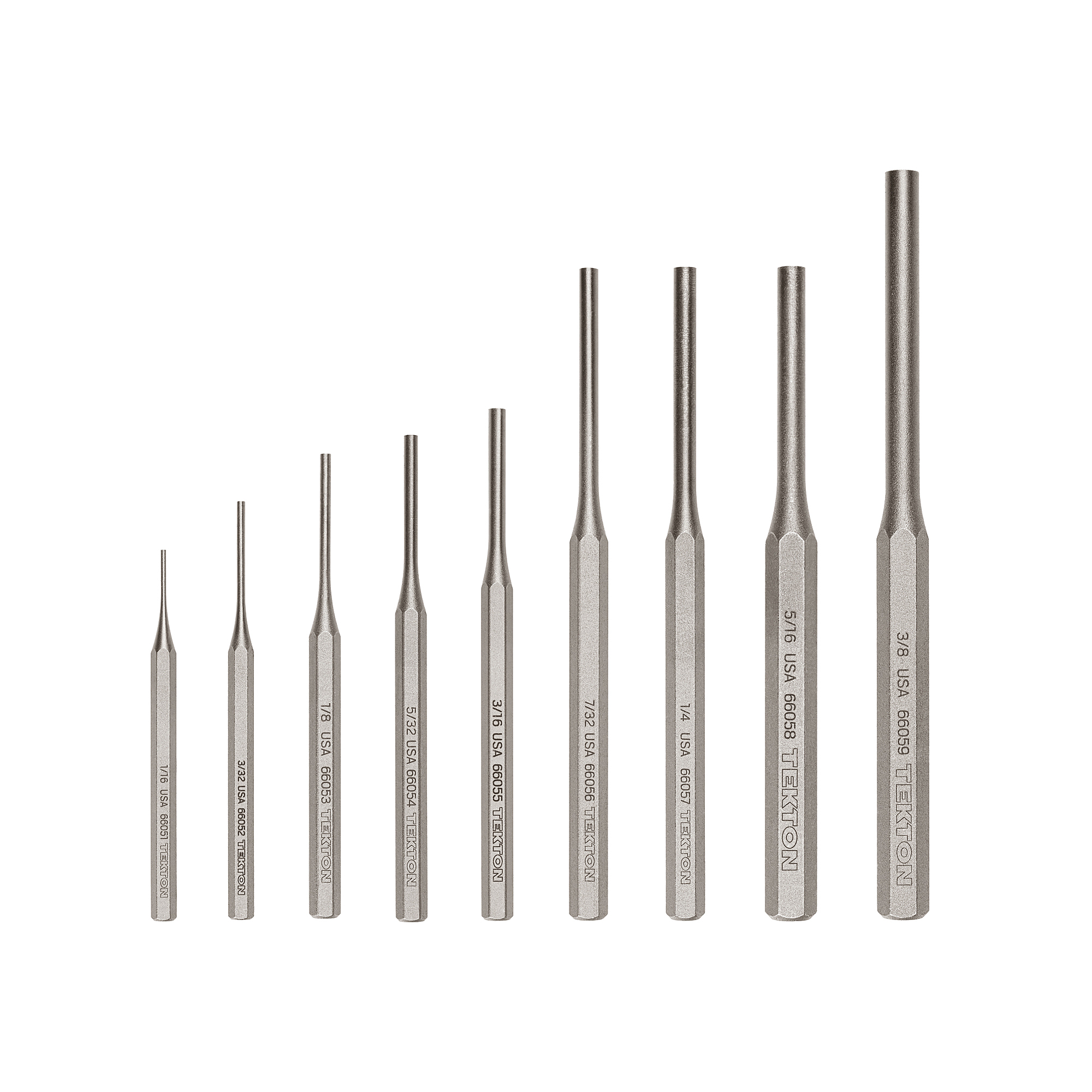 TEKTON Pin Punch Set, 9-Piece (1/16 - 3/8 in.) | PNC92001