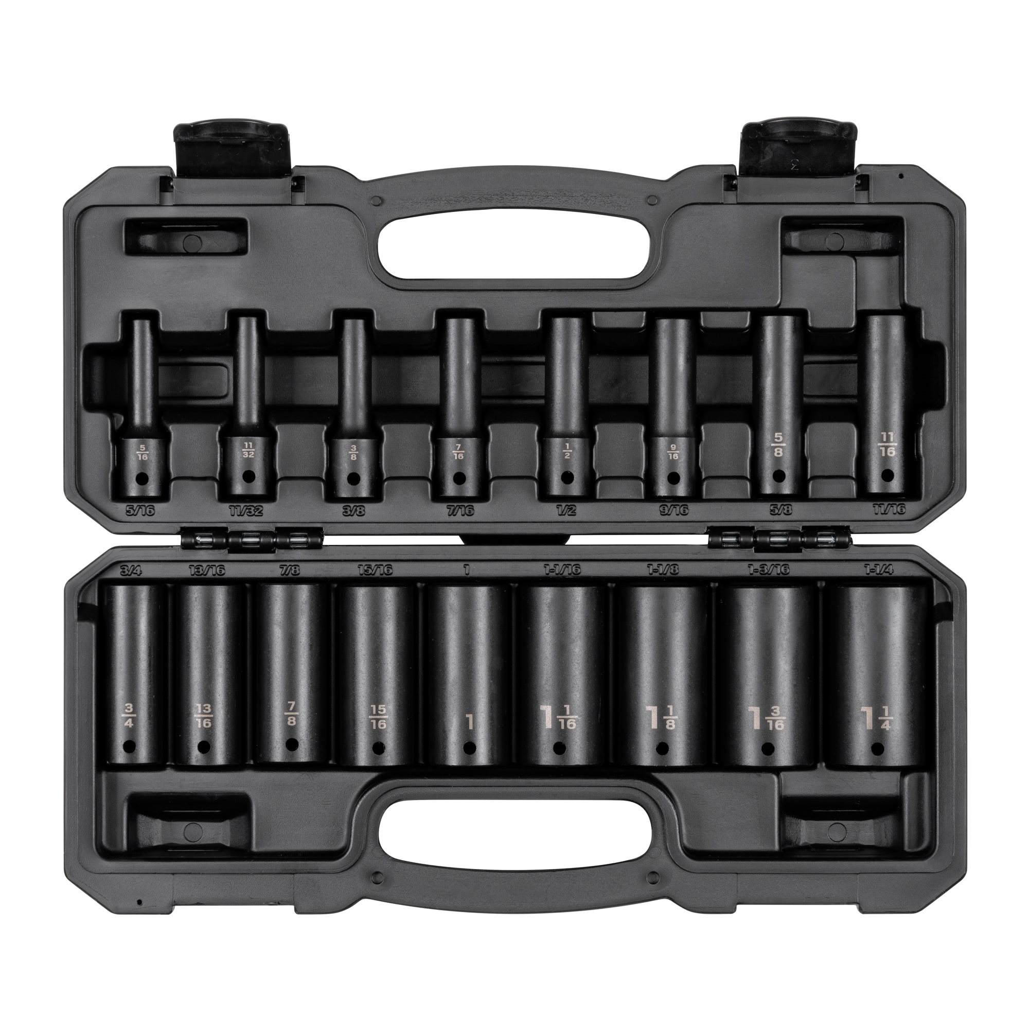 TEKTON 1/2 Inch Drive Deep 12-Point Impact Socket Set with Case, 17-Piece (5/16 - 1-1/4 in.) | SID92337