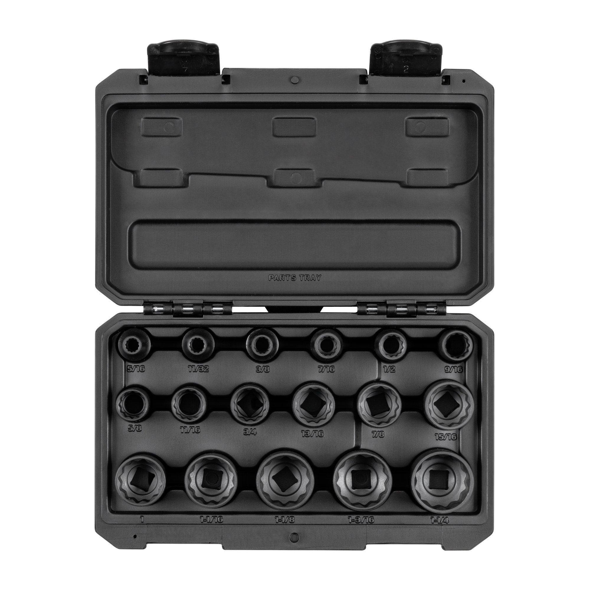 TEKTON 1/2 Inch Drive Shallow 12-Point Impact Socket Set with Case, 17-Piece (5/16 - 1-1/4 in.) | SID92336