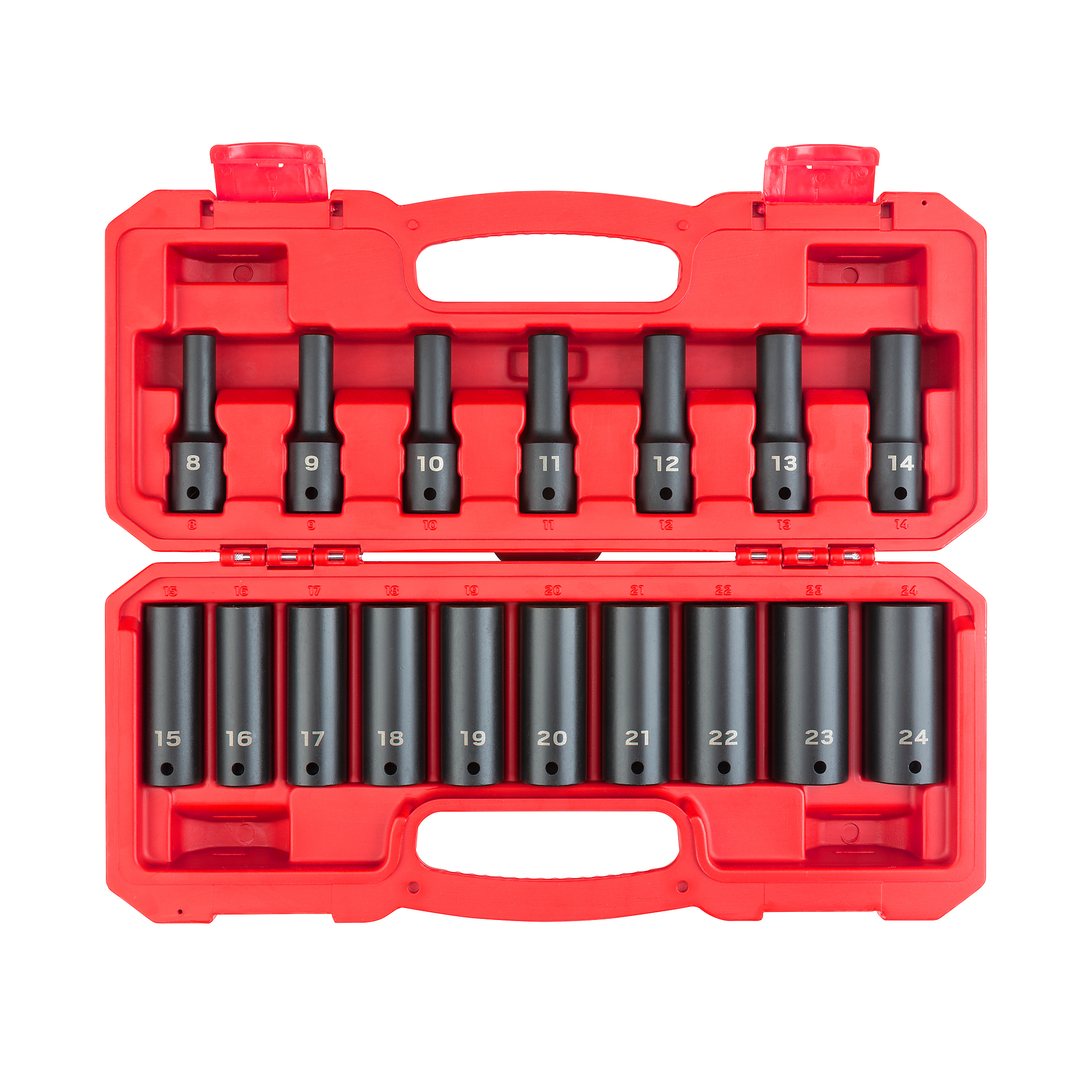 TEKTON 1/2 Inch Drive Deep 6-Point Impact Socket Set with Case, 17-Piece (8 - 24 mm) | SID92329
