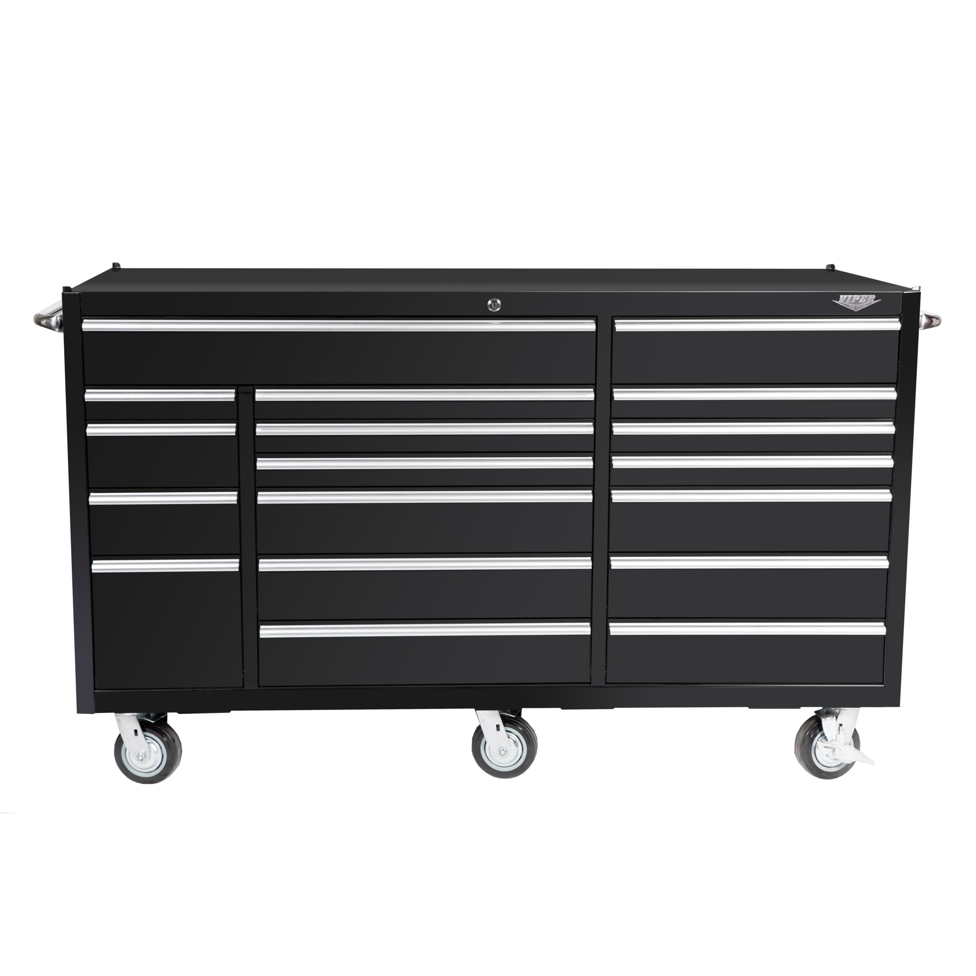 Viper Tool Storage, 18-Drawer Rolling Cabinet, Width 72 in, Height 44.5 in, Color Black, Model# VP7218BL