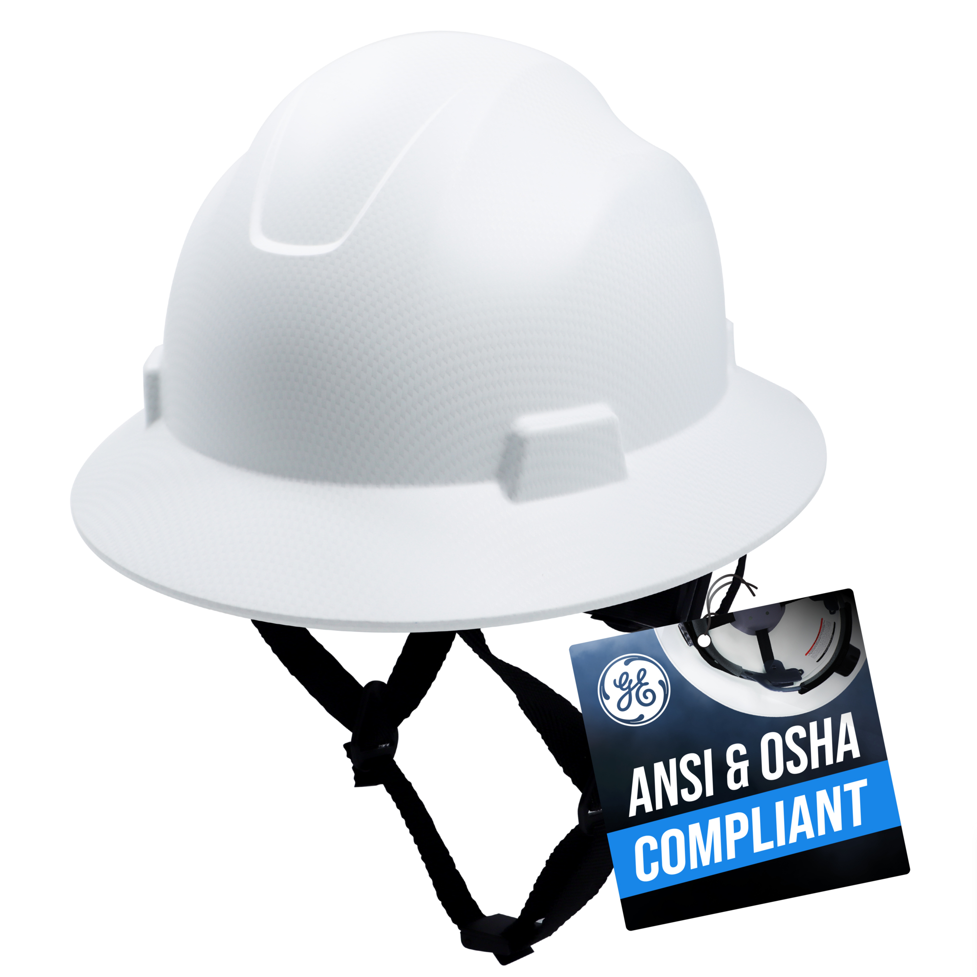 General Electric, Full Brim, NonVented, One Size, Carbon Fiber White, Model# GH329CW