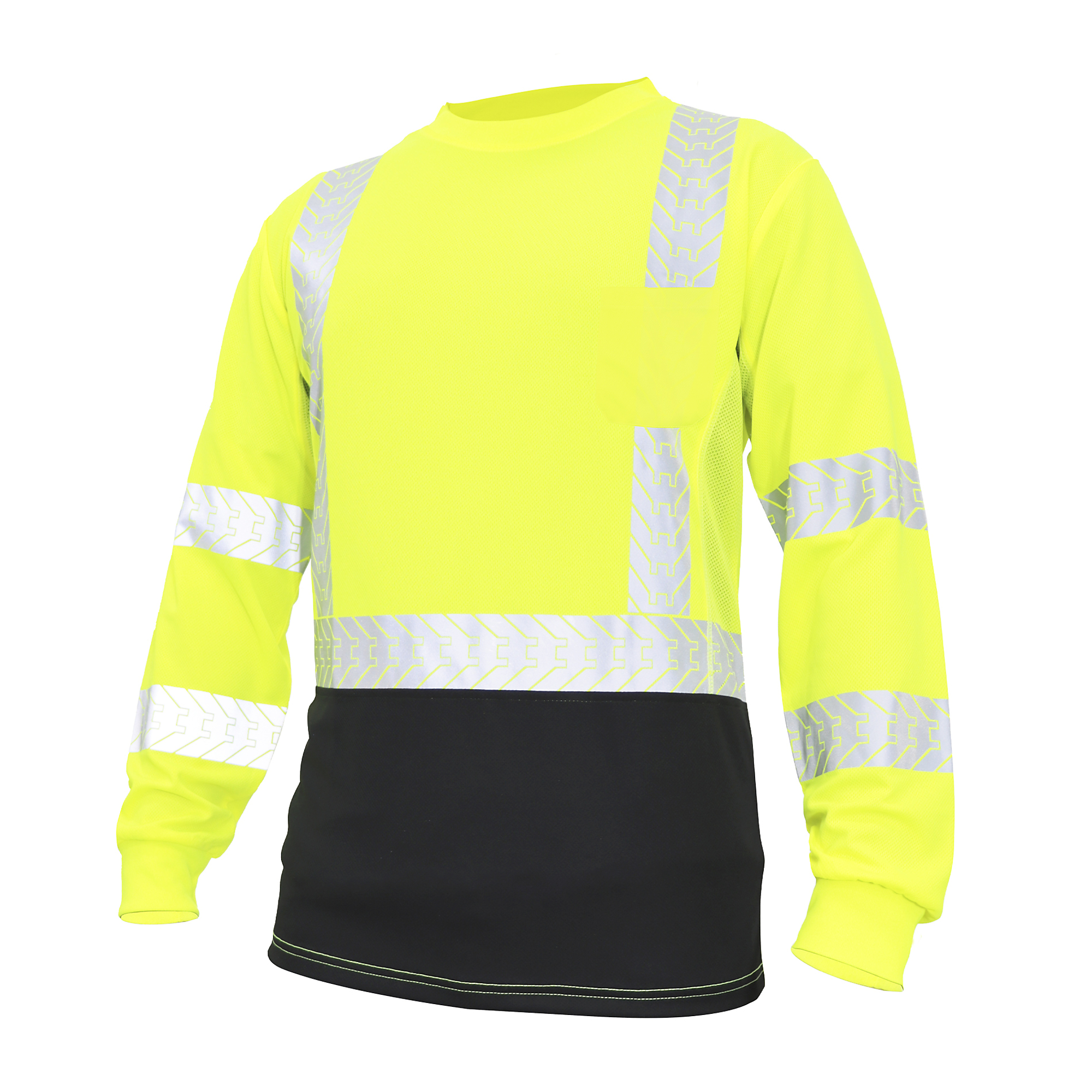 General Electric HV Safety T-Shirt, Long Sleeve, Black Bottom, XL